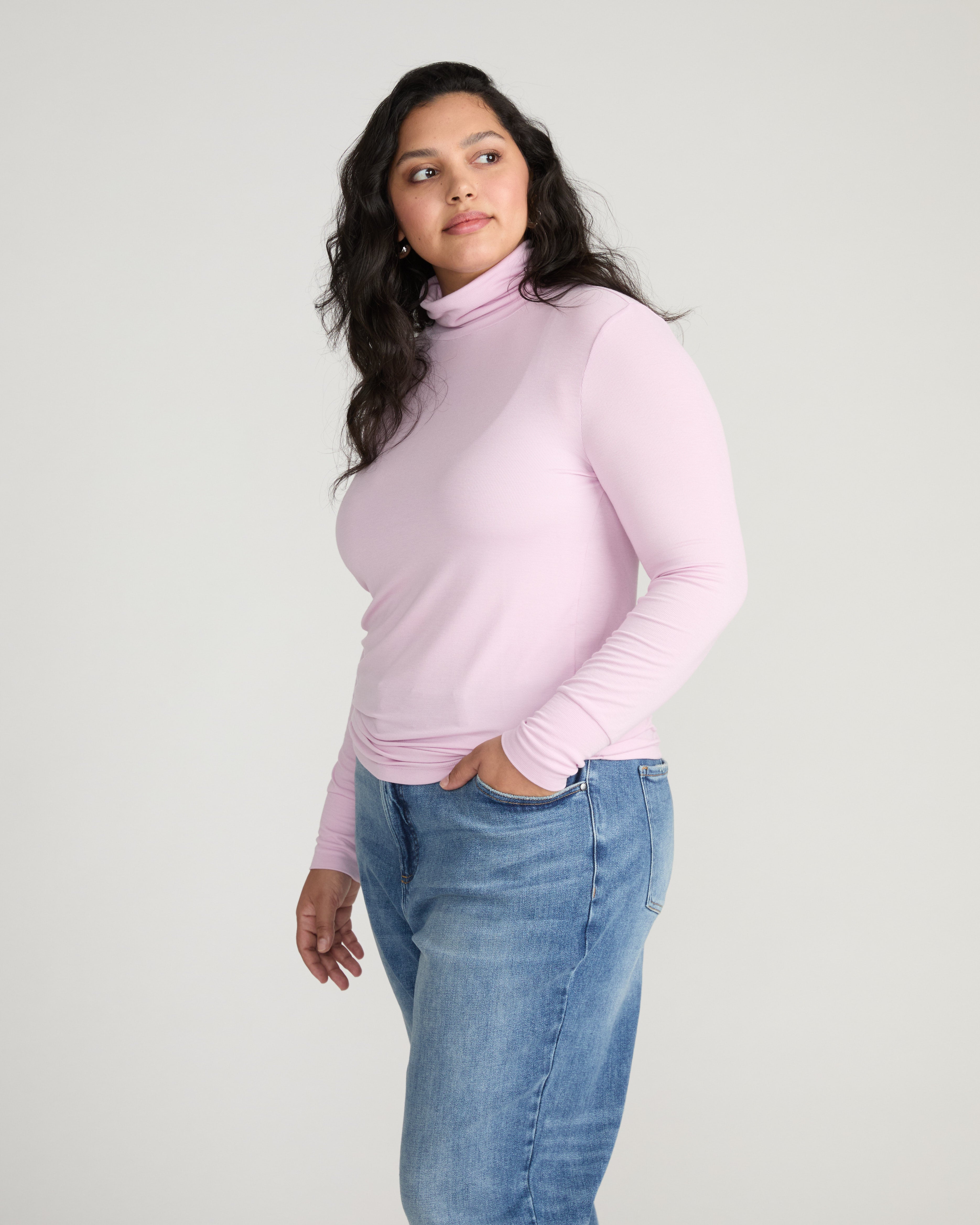Cloud Rib Turtleneck - Pink Dreams