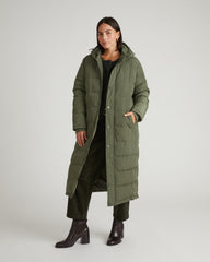 Everest Long Hooded Puffer 2 - Hiking Green