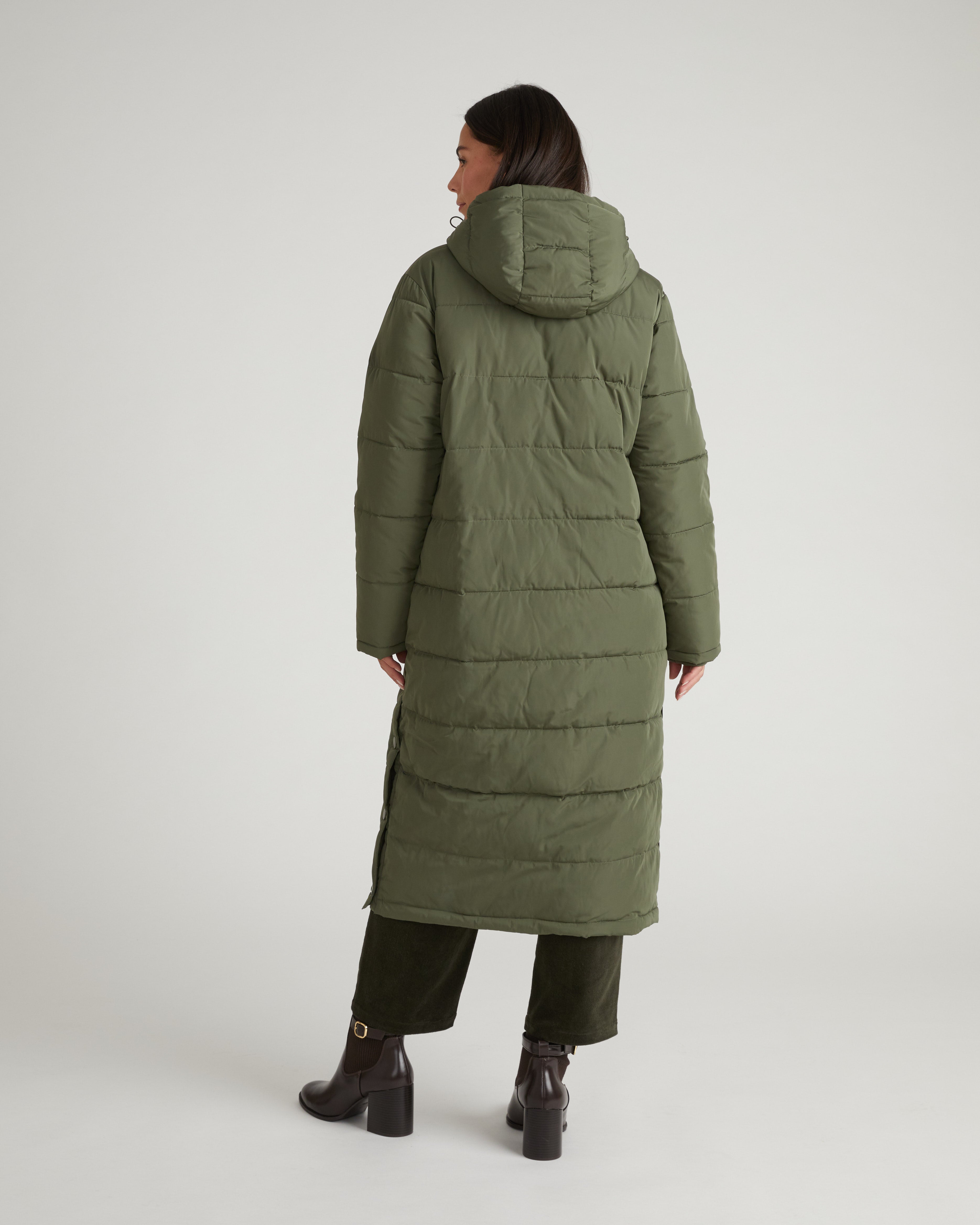 Everest Long Hooded Puffer 2 - Hiking Green