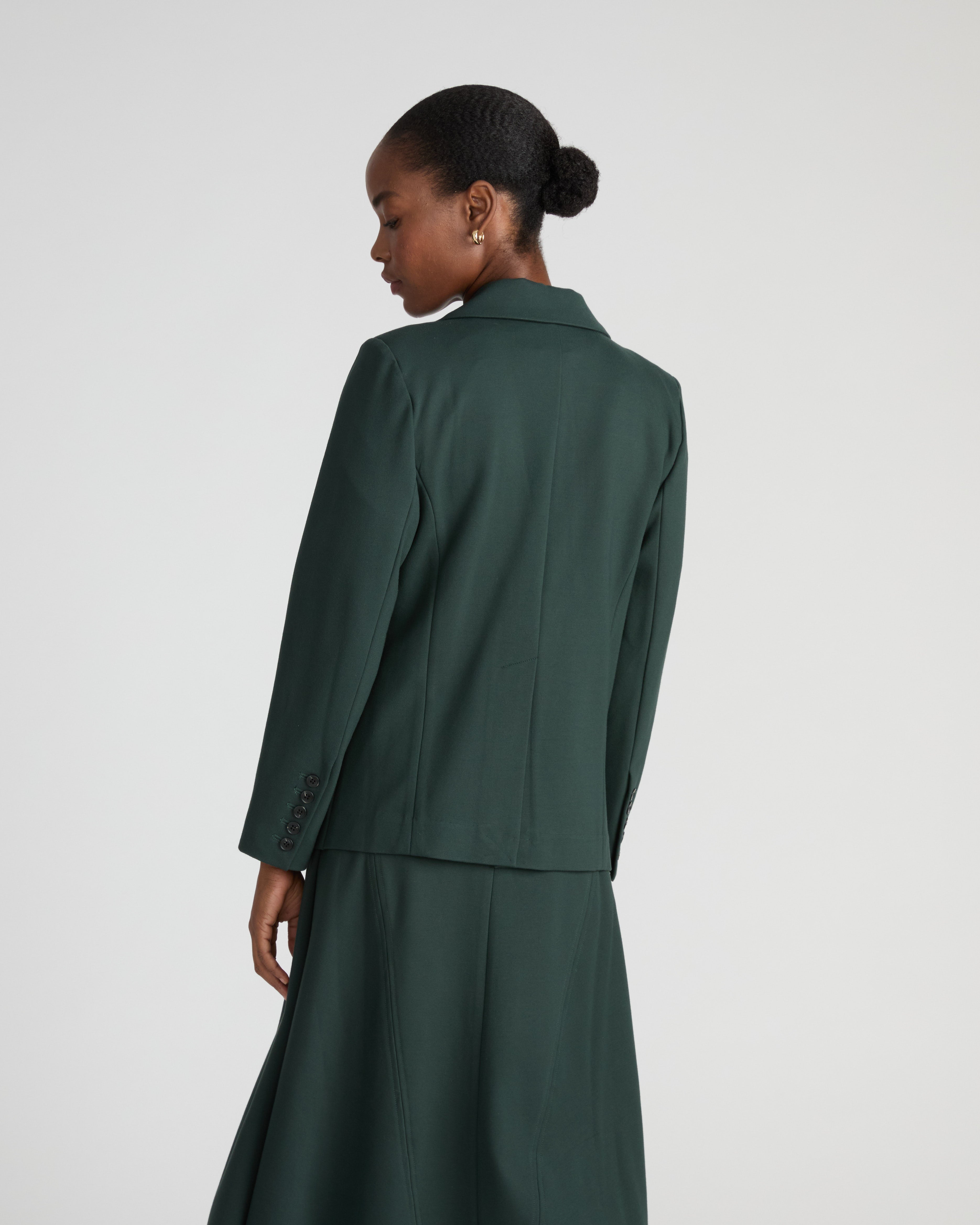 Bianca Double Breasted Ponte Blazer - Green Gemstone