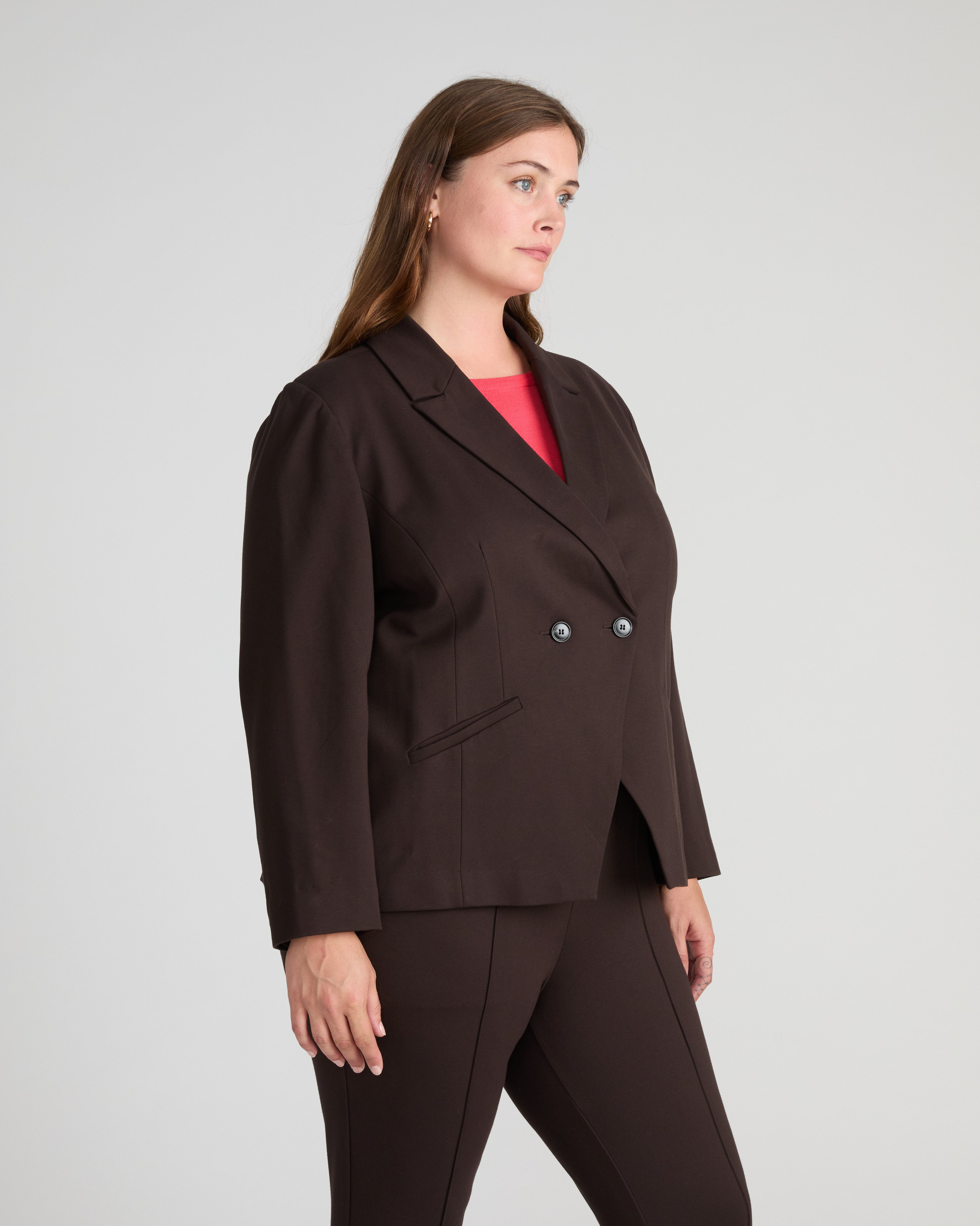 Bianca Double Breasted Ponte Blazer - Espresso