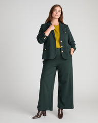 4 Pocket Ponte Blazer - Green Gemstone with Gold Buttons