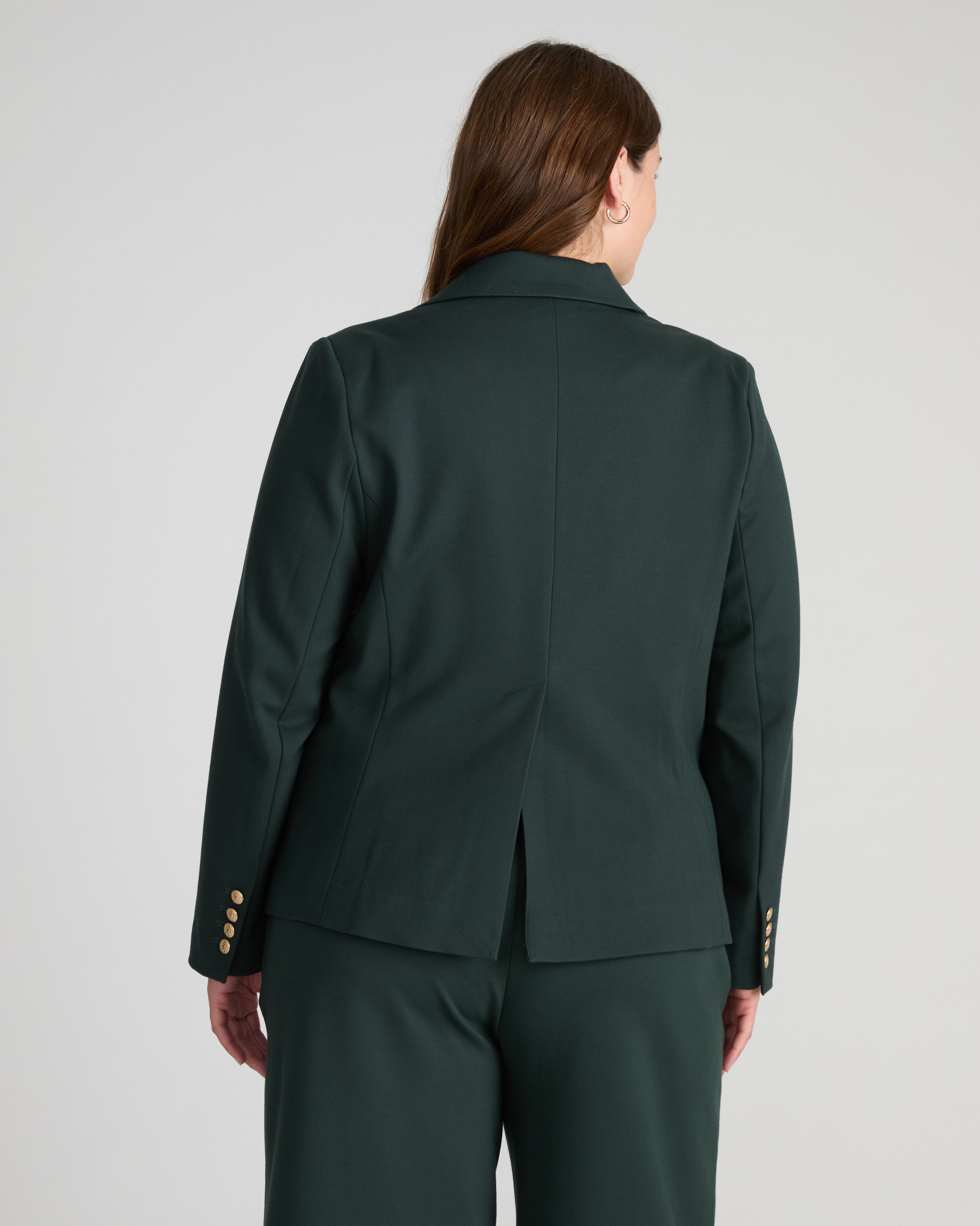 4 Pocket Ponte Blazer - Green Gemstone with Gold Buttons