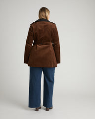 Cortland Stretch Corduroy Trench Coat - Coffee