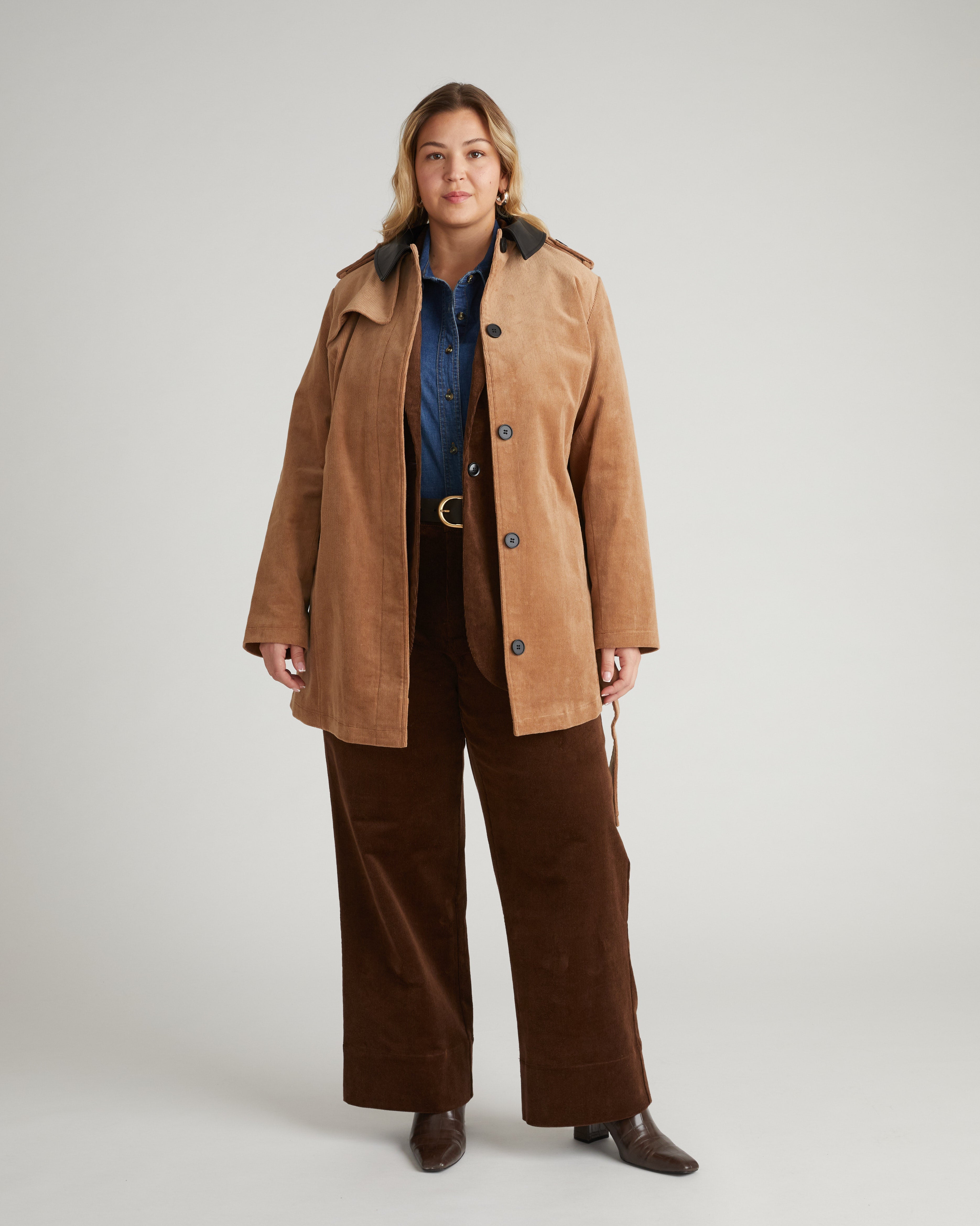 Cortland Stretch Corduroy Trench Coat - Classic Camel