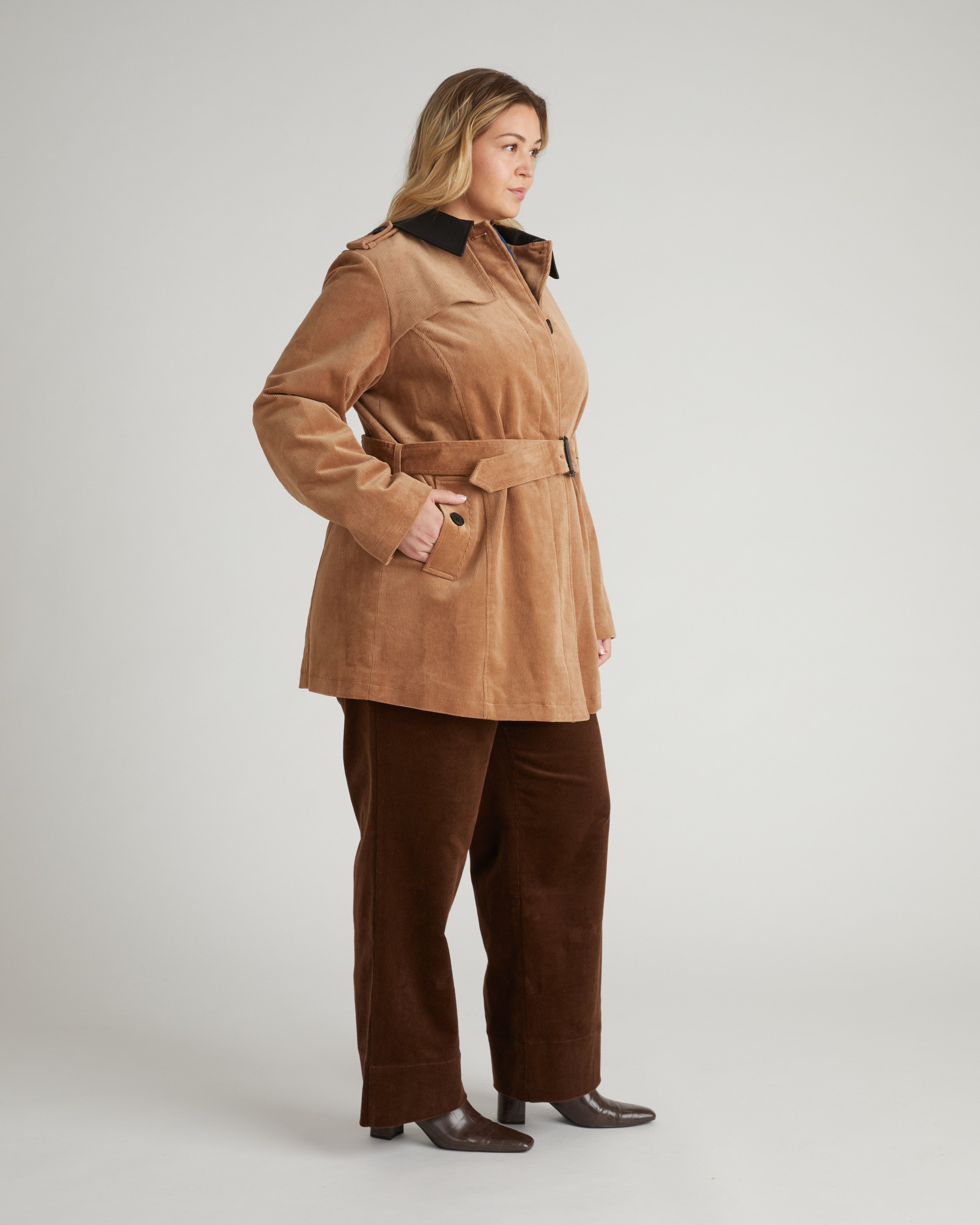 Cortland Stretch Corduroy Trench Coat - Classic Camel