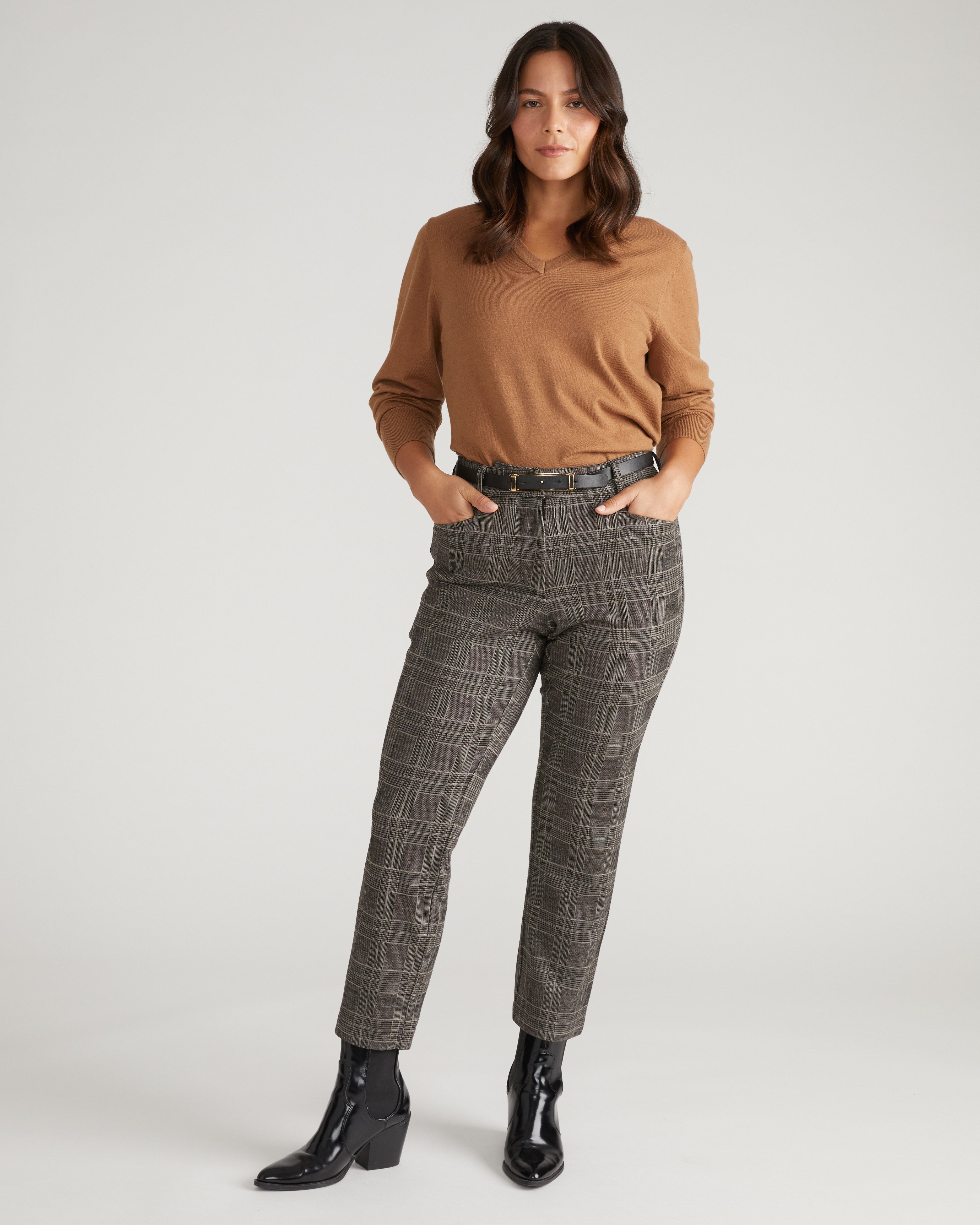 Cigarette Ponte Pants - British Plaid