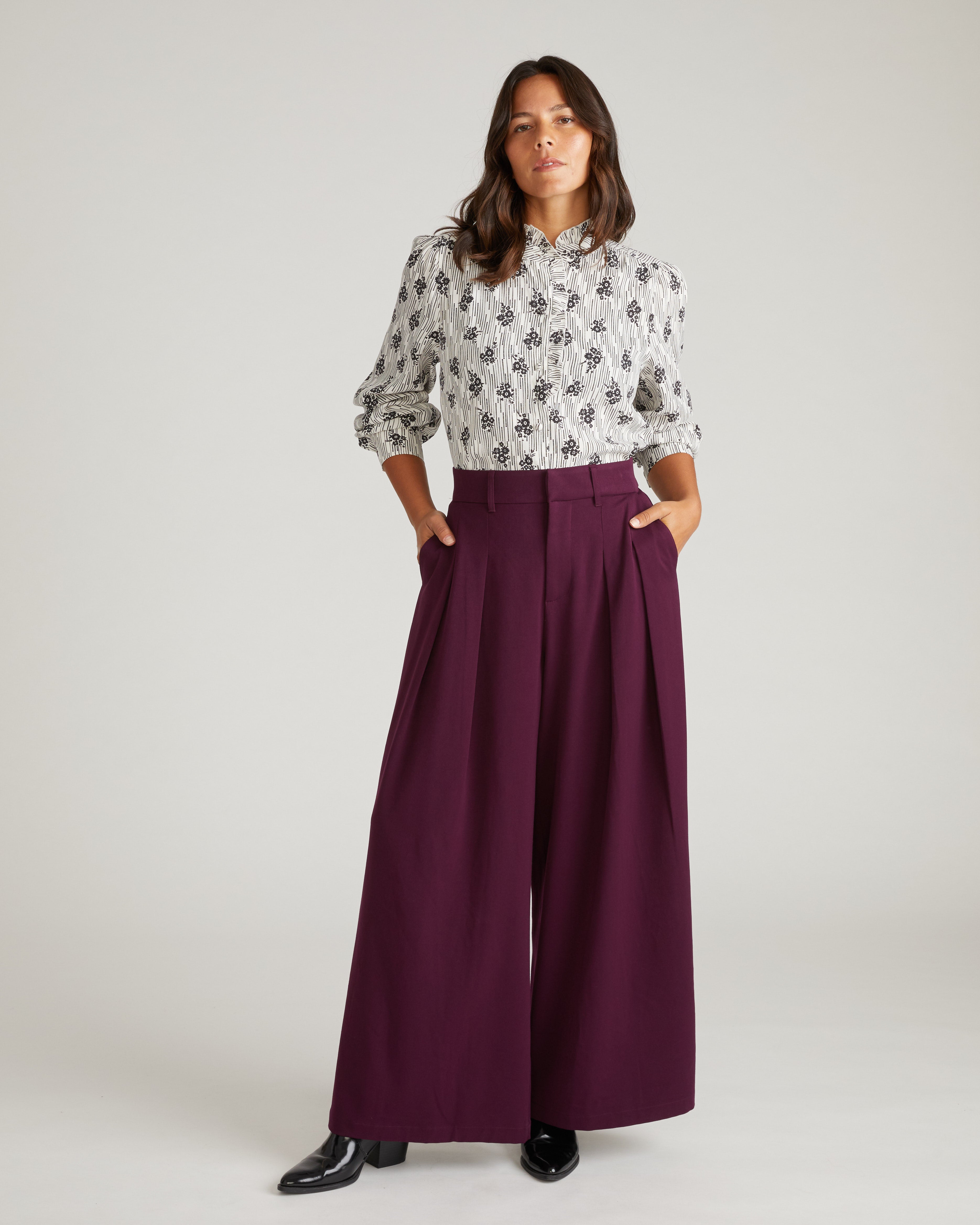 All Day Perfect Palais Wide Leg Pants - Gamay