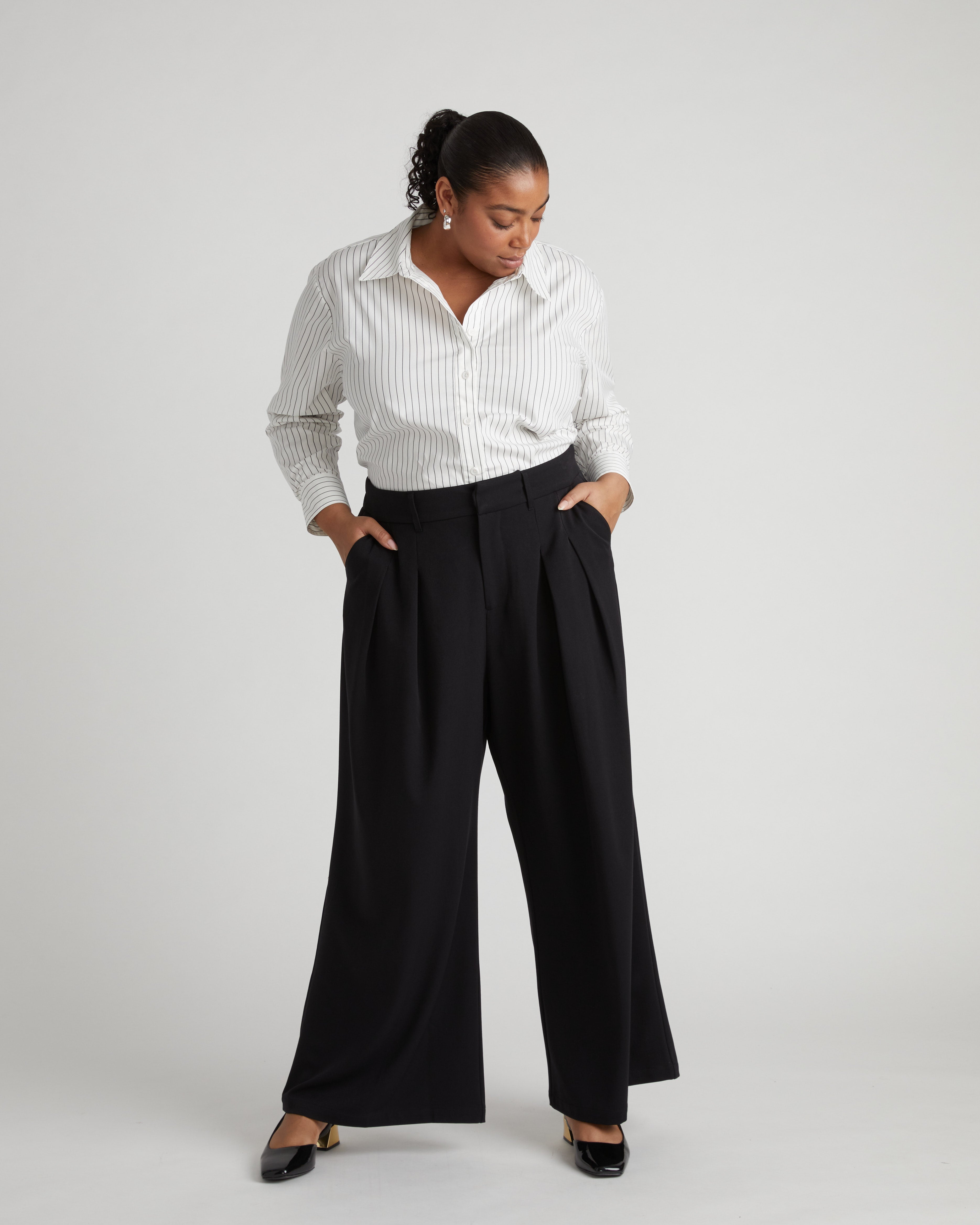 All Day Perfect Palais Wide Leg Pants - Black