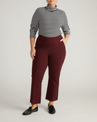 Amaya Ponte Kick Flare Pants - Black Cherry
