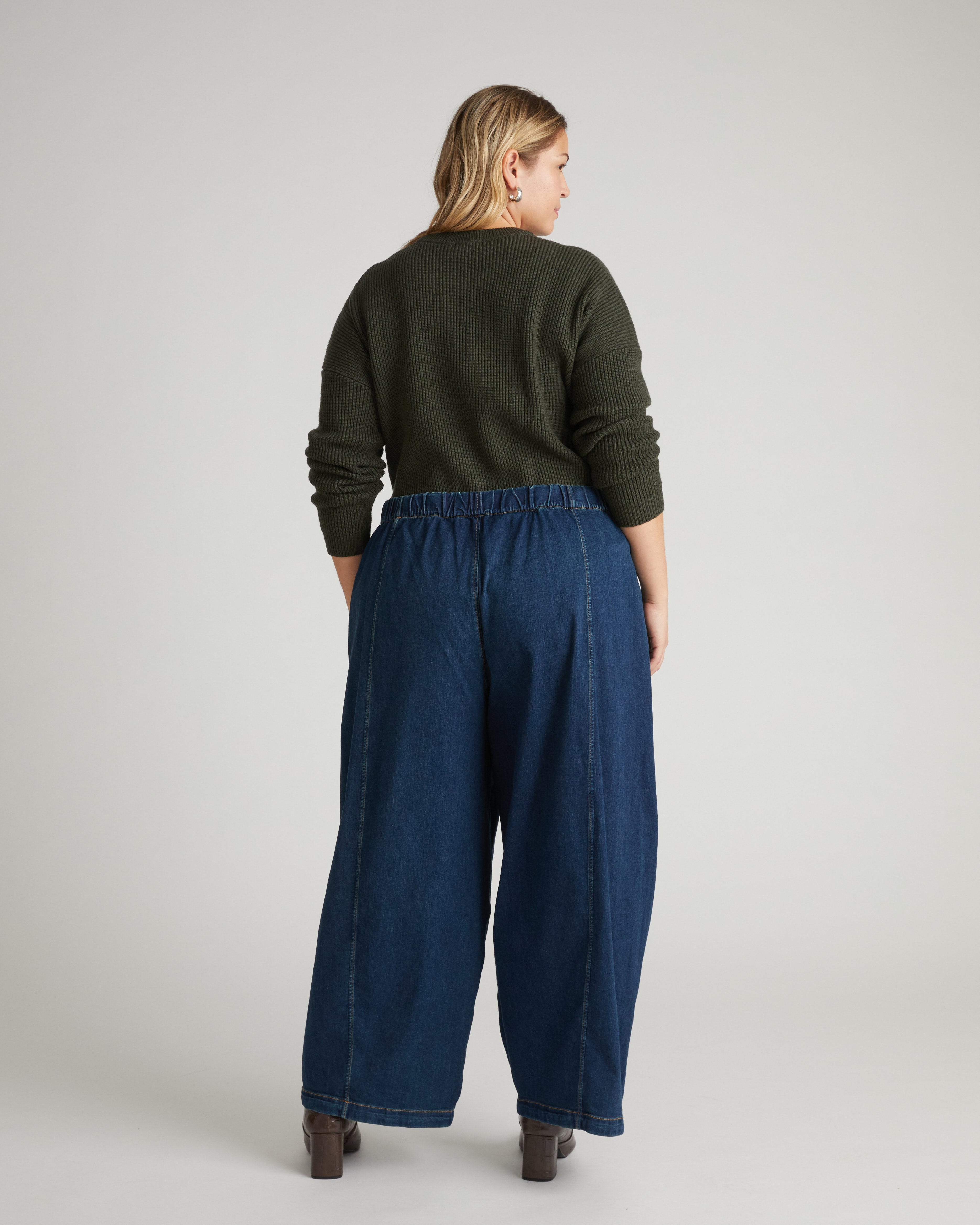 ComfortDenim Drawstring Balloon Jeans - Steel Blue Wash