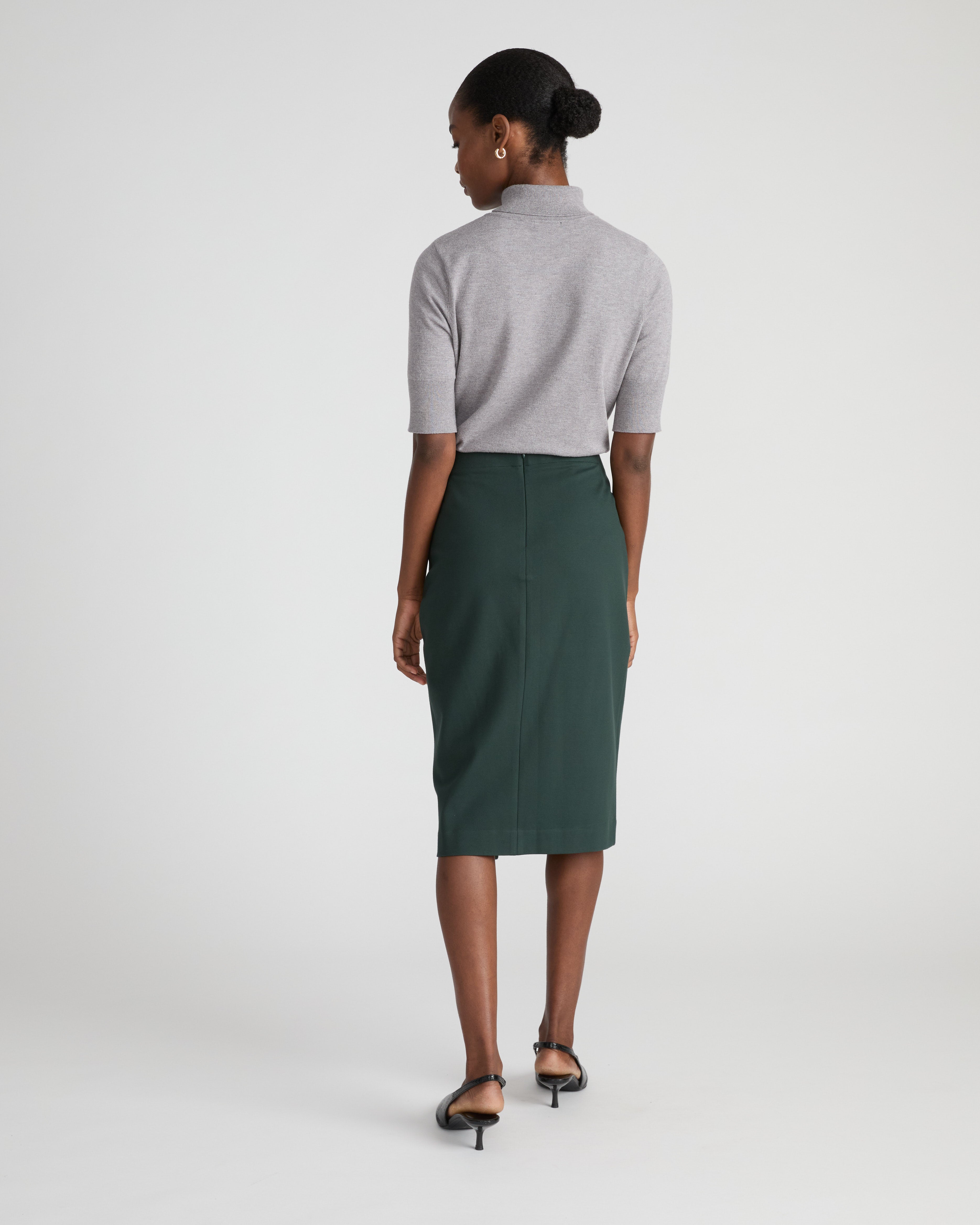 Anya Ponte Skirt - Green Gemstone with Gold Buttons