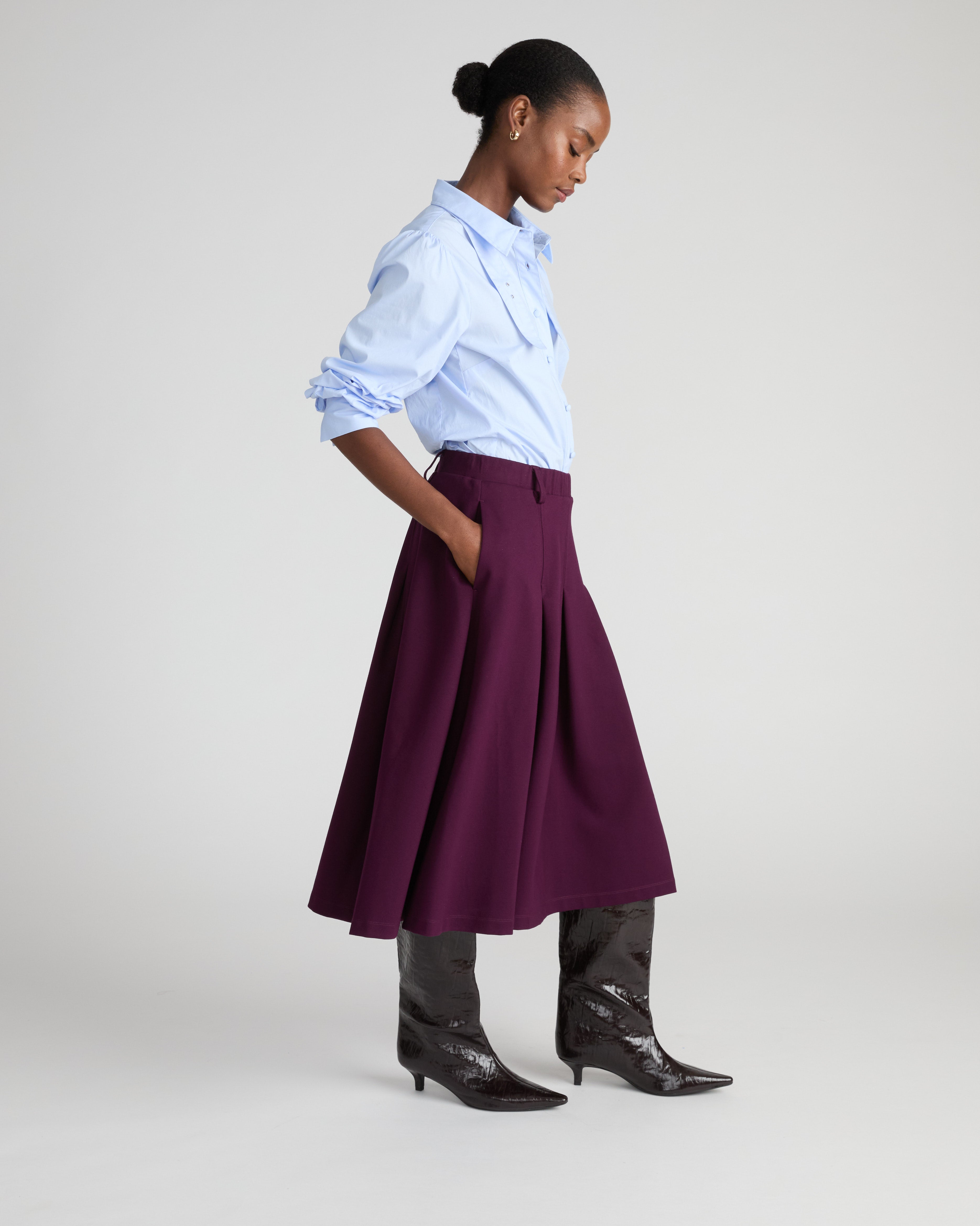 Aleya Pleated Ponte Skirt - Gamay