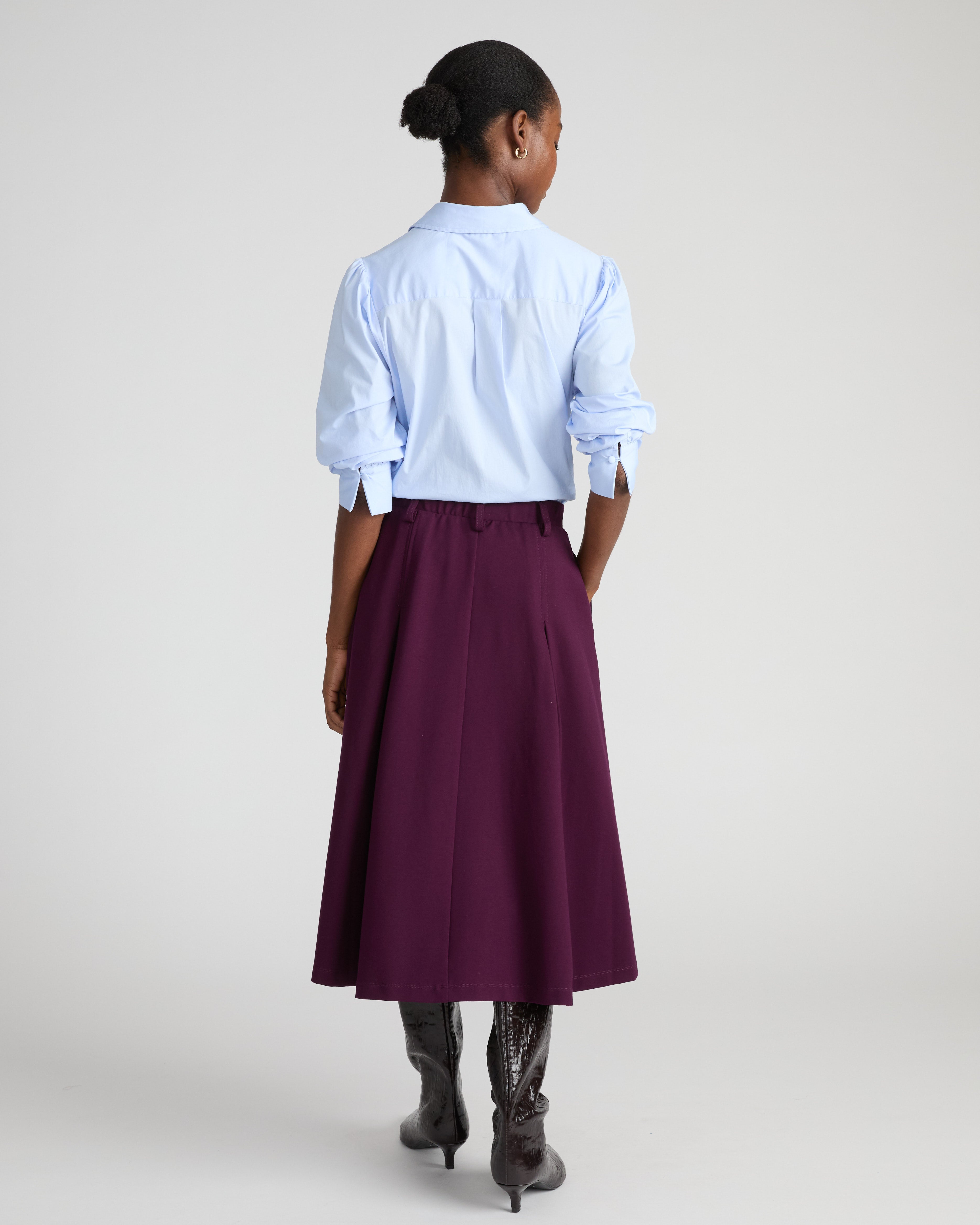 Aleya Pleated Ponte Skirt - Gamay