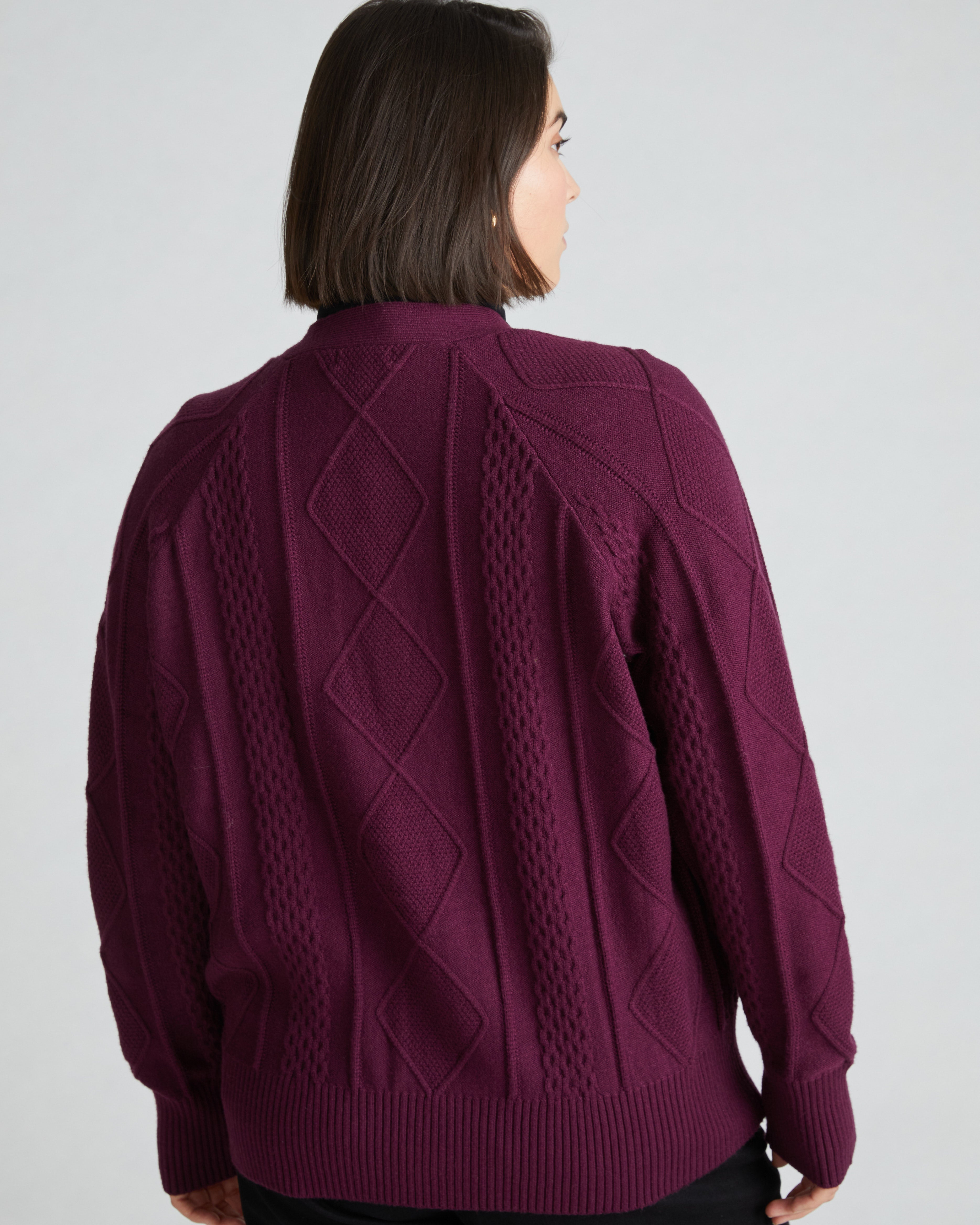 Cable Knit Cardigan - Acai