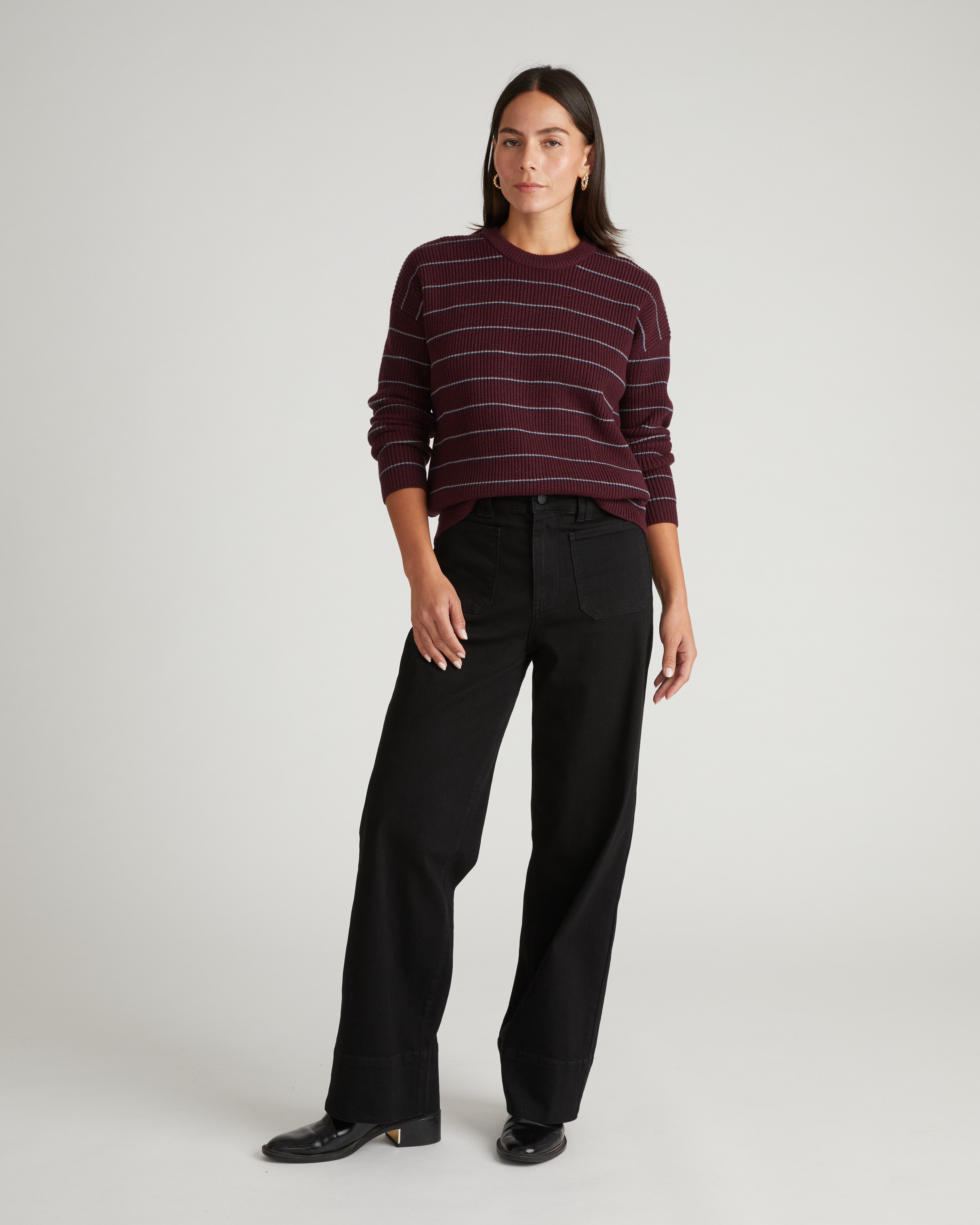 Bruno Sweater - Burgundy/Silver Microstripe