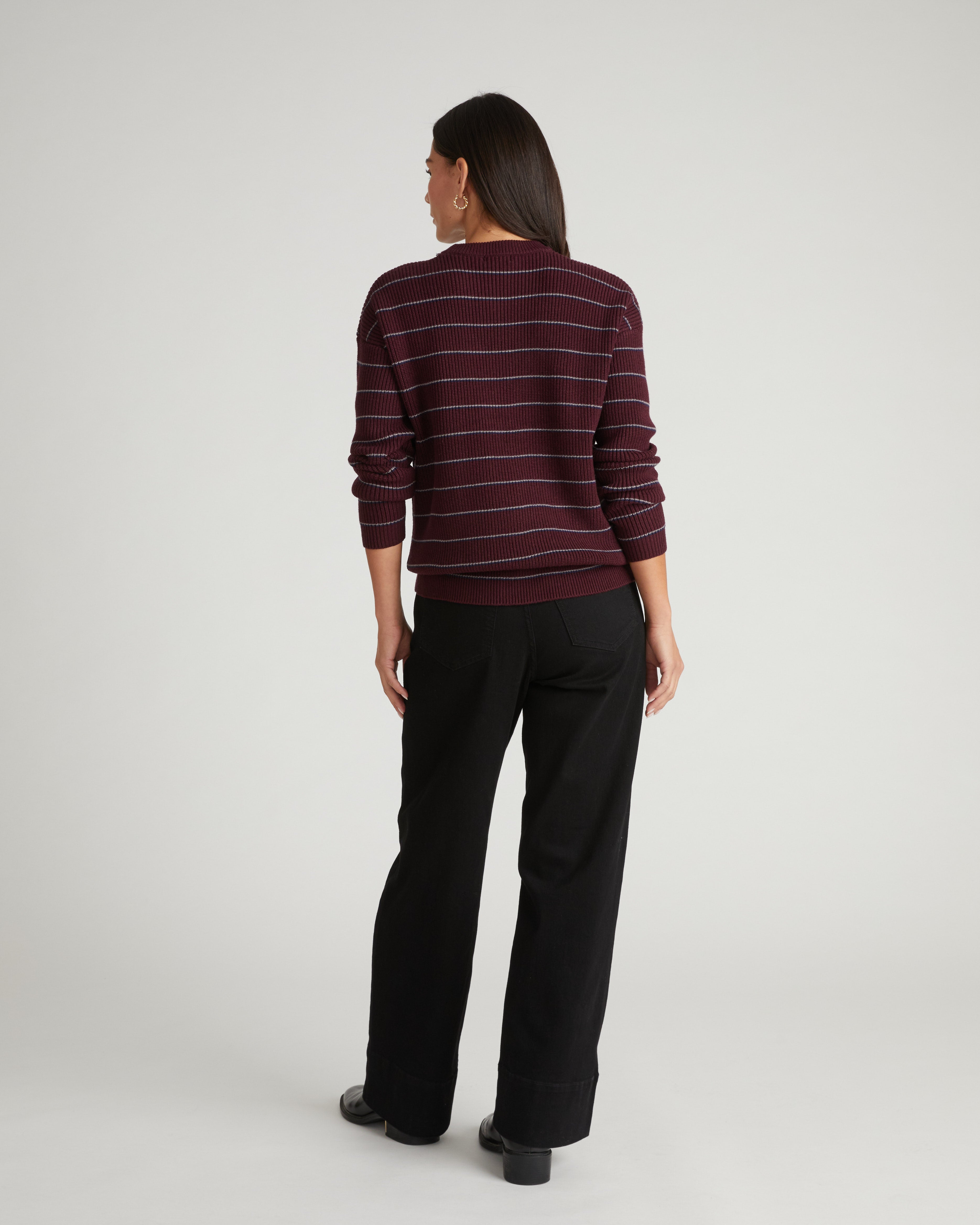 Bruno Sweater - Burgundy/Silver Microstripe
