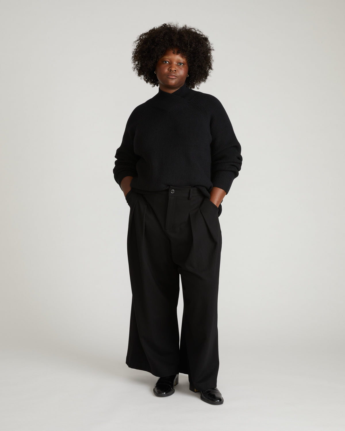 Arly Wrap Neck Sweater - Black
