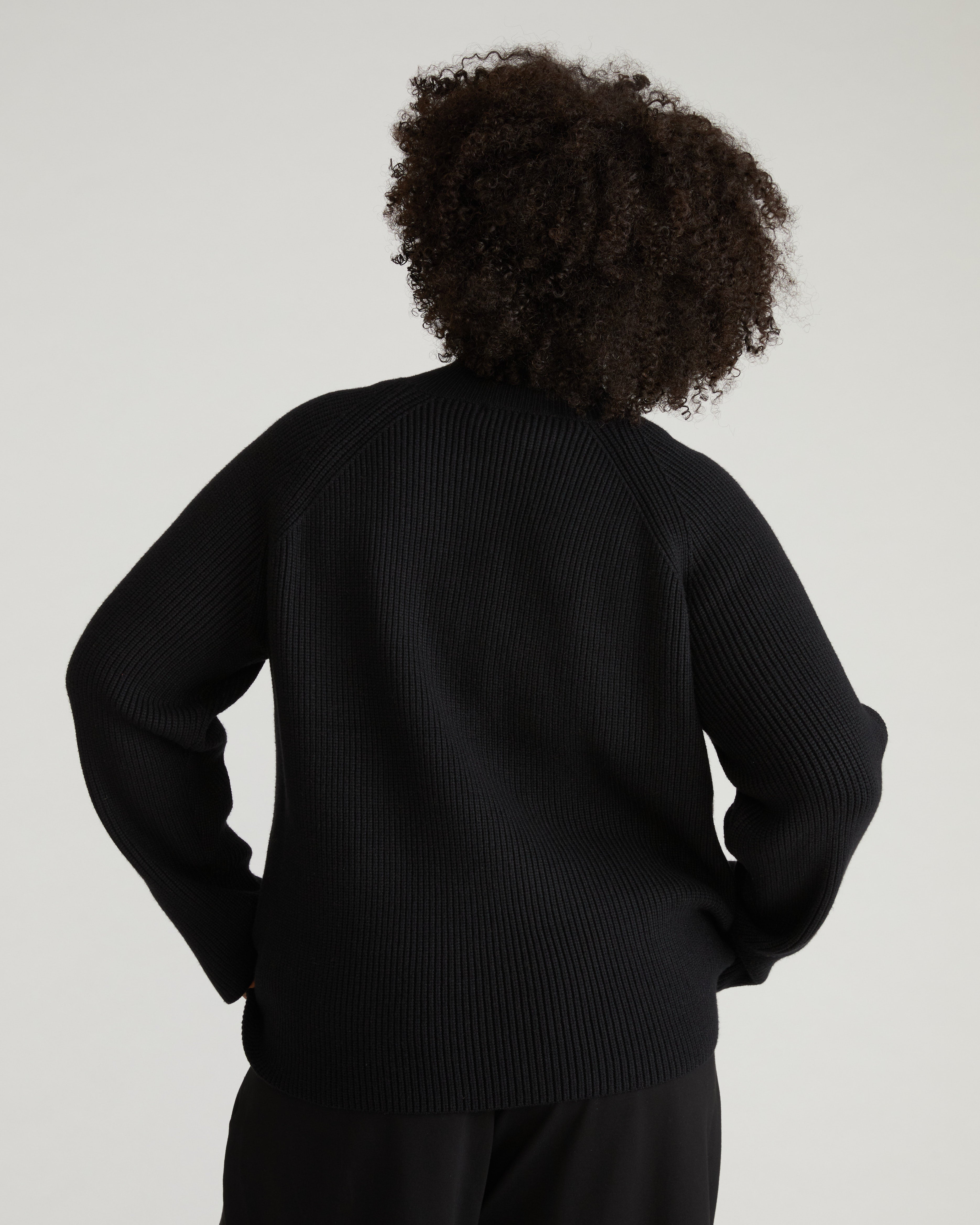 Arly Wrap Neck Sweater - Black