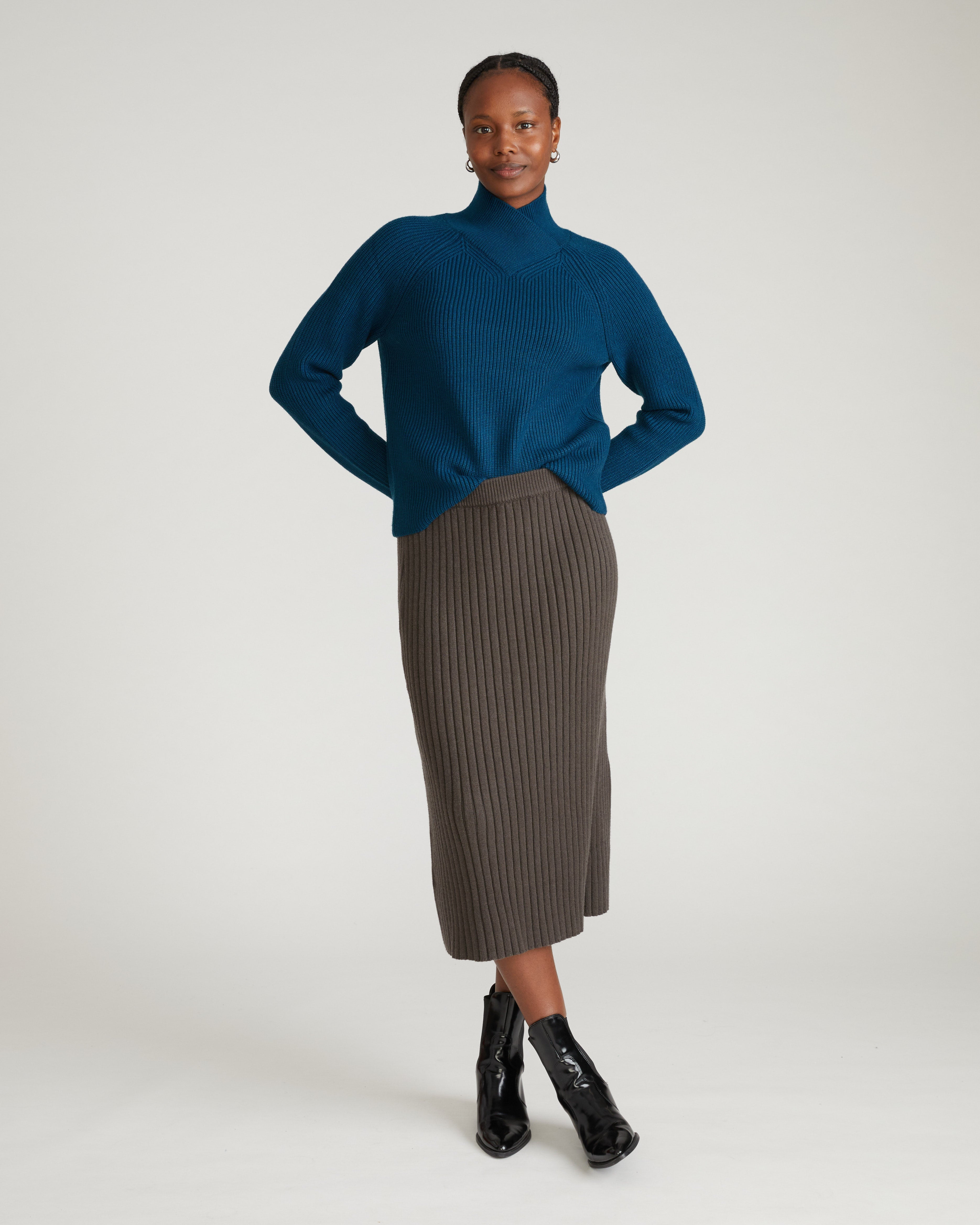 Arly Wrap Neck Sweater - Deep Teal