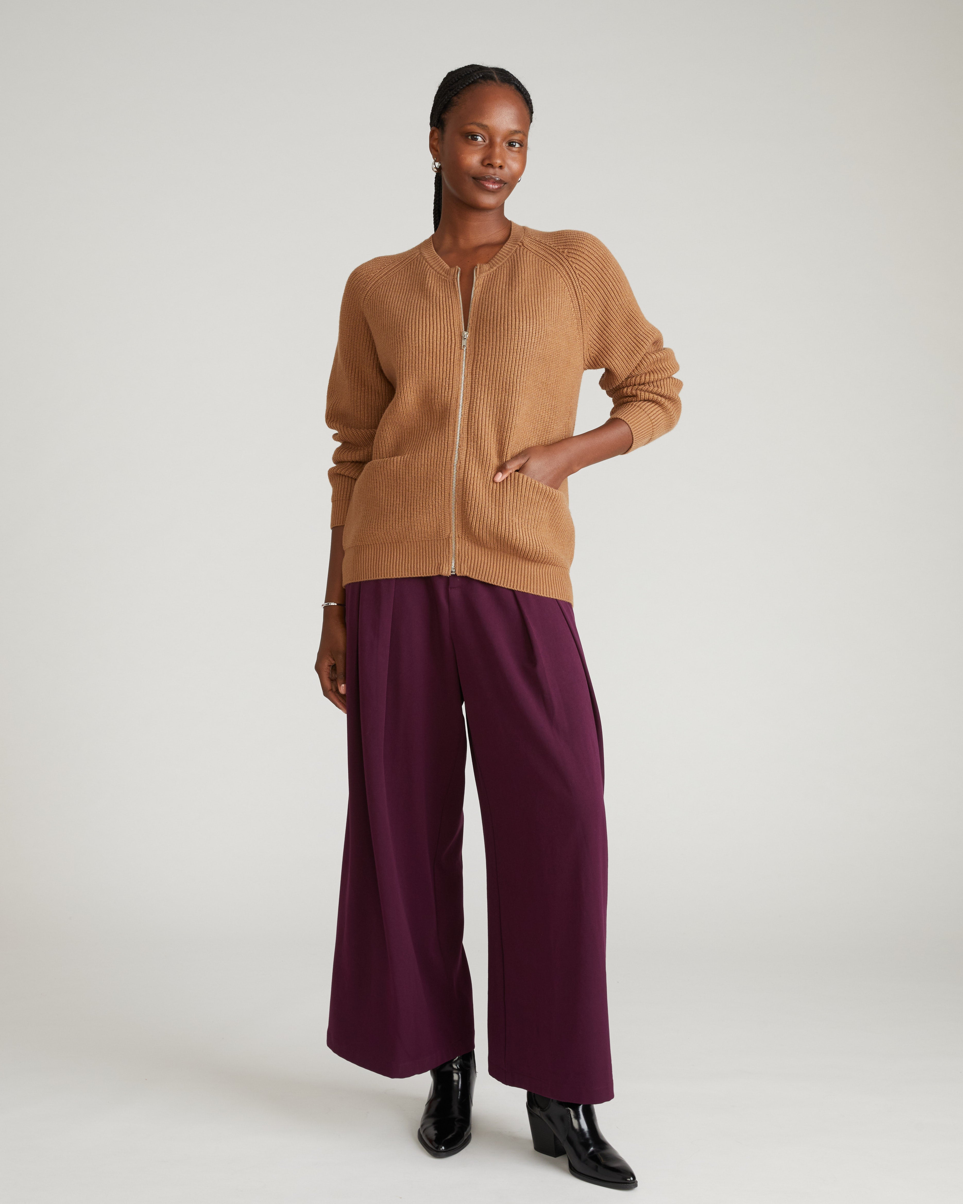 Better-Than-Wool Zip Cardigan - Classic Camel