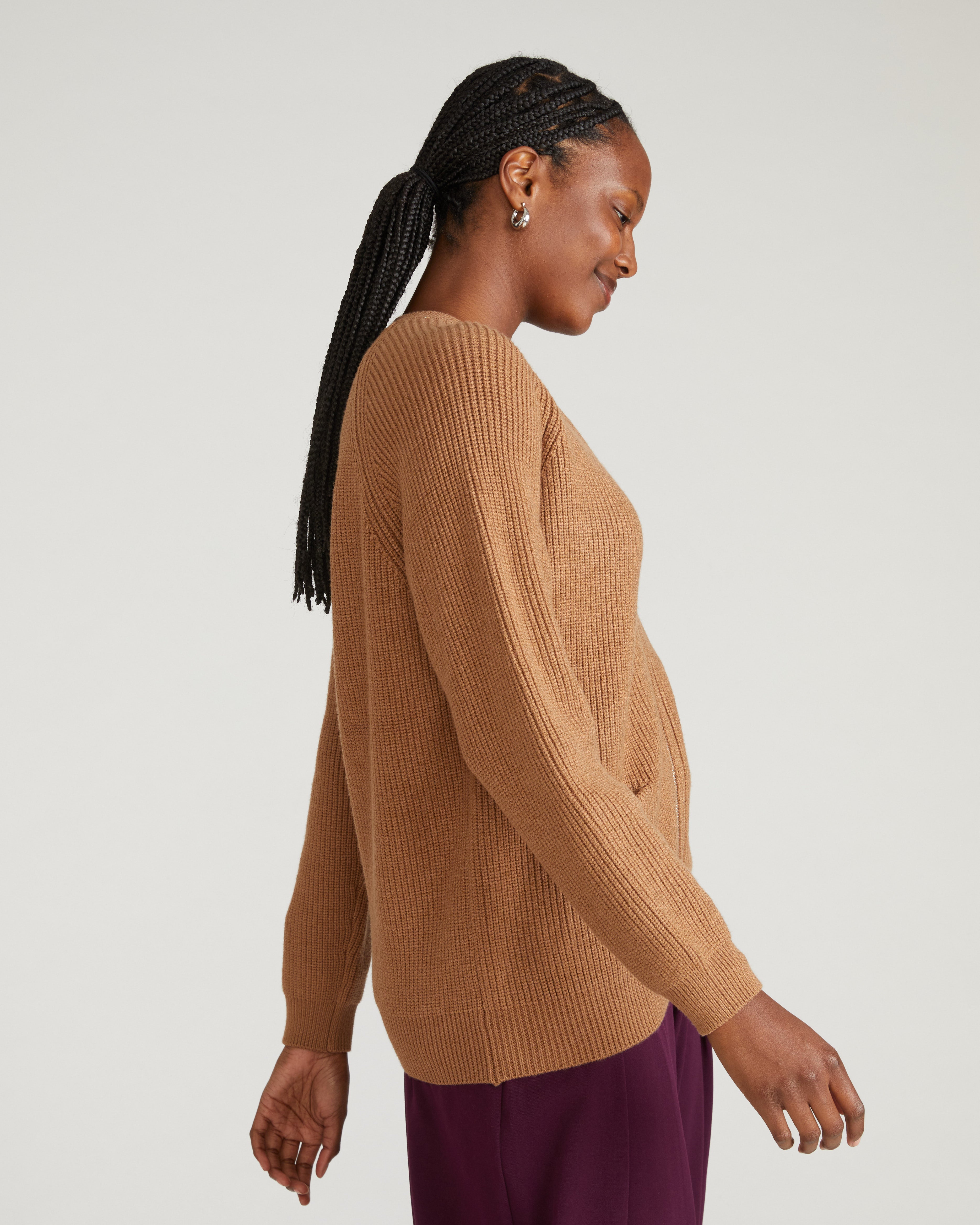 Better-Than-Wool Zip Cardigan - Classic Camel