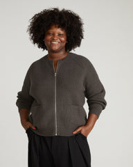 Better-Than-Wool Zip Cardigan - Graphite