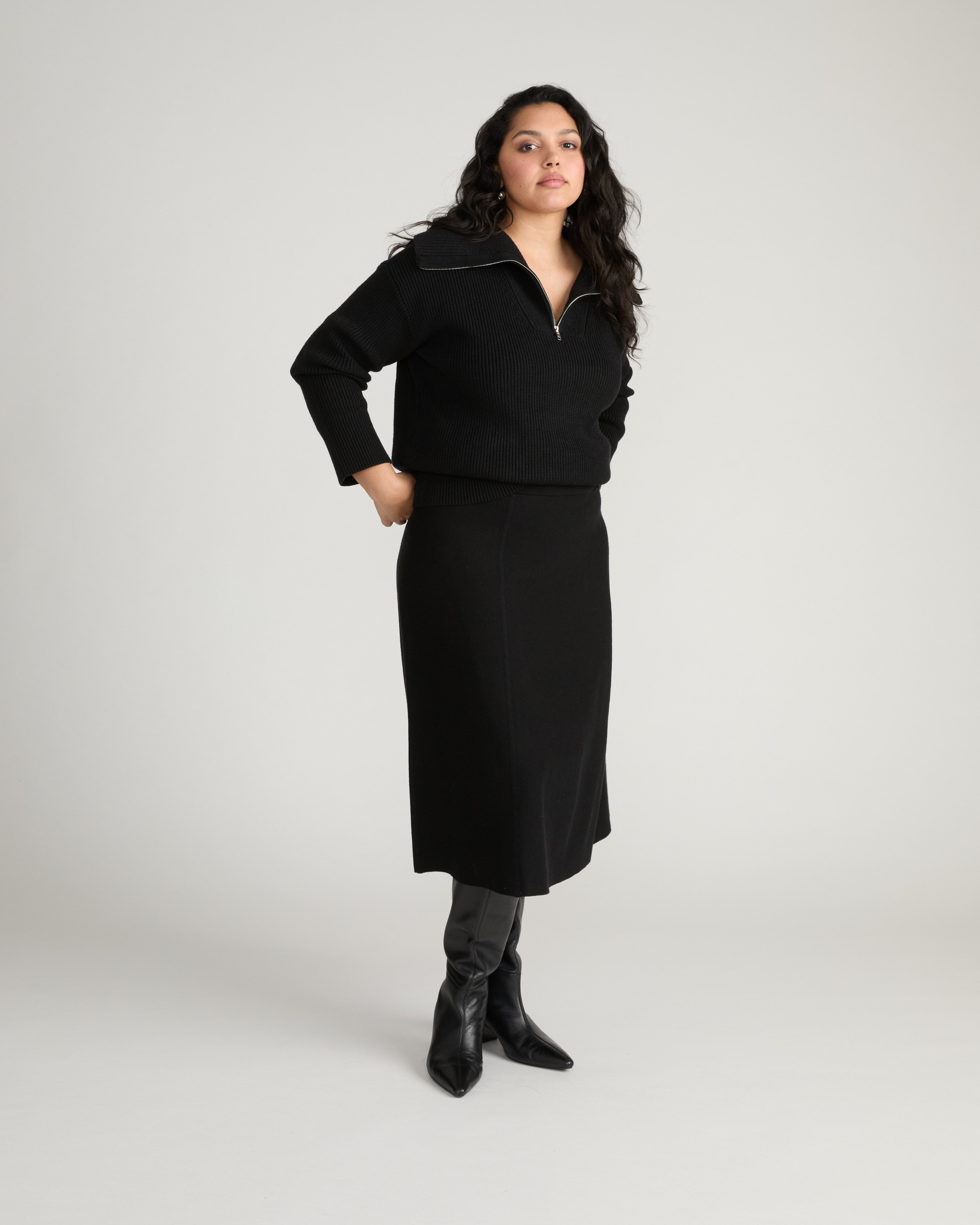 Brenda Zip Sweater - Black