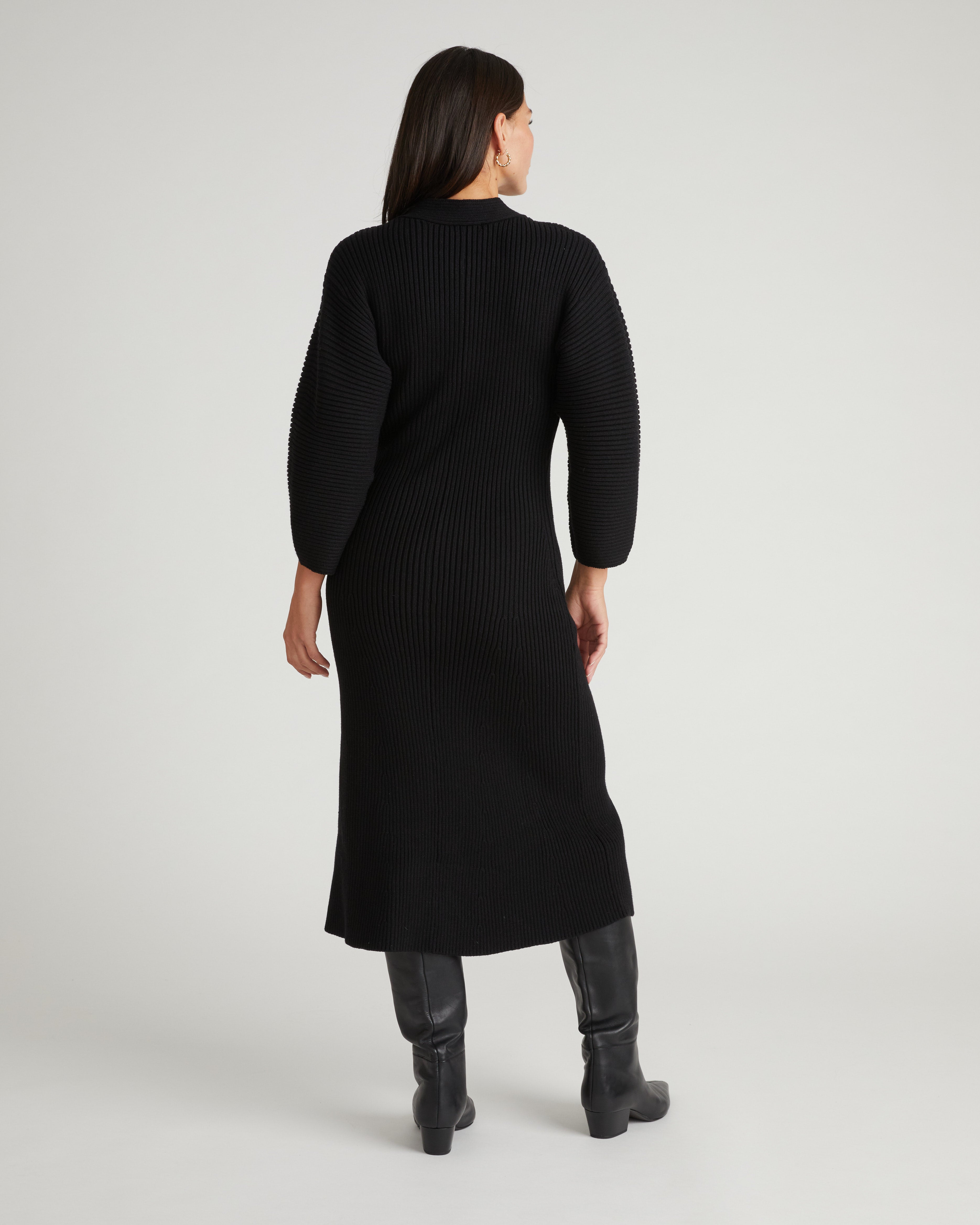 Better-Than-Wool Faux Wrap Dress - Black