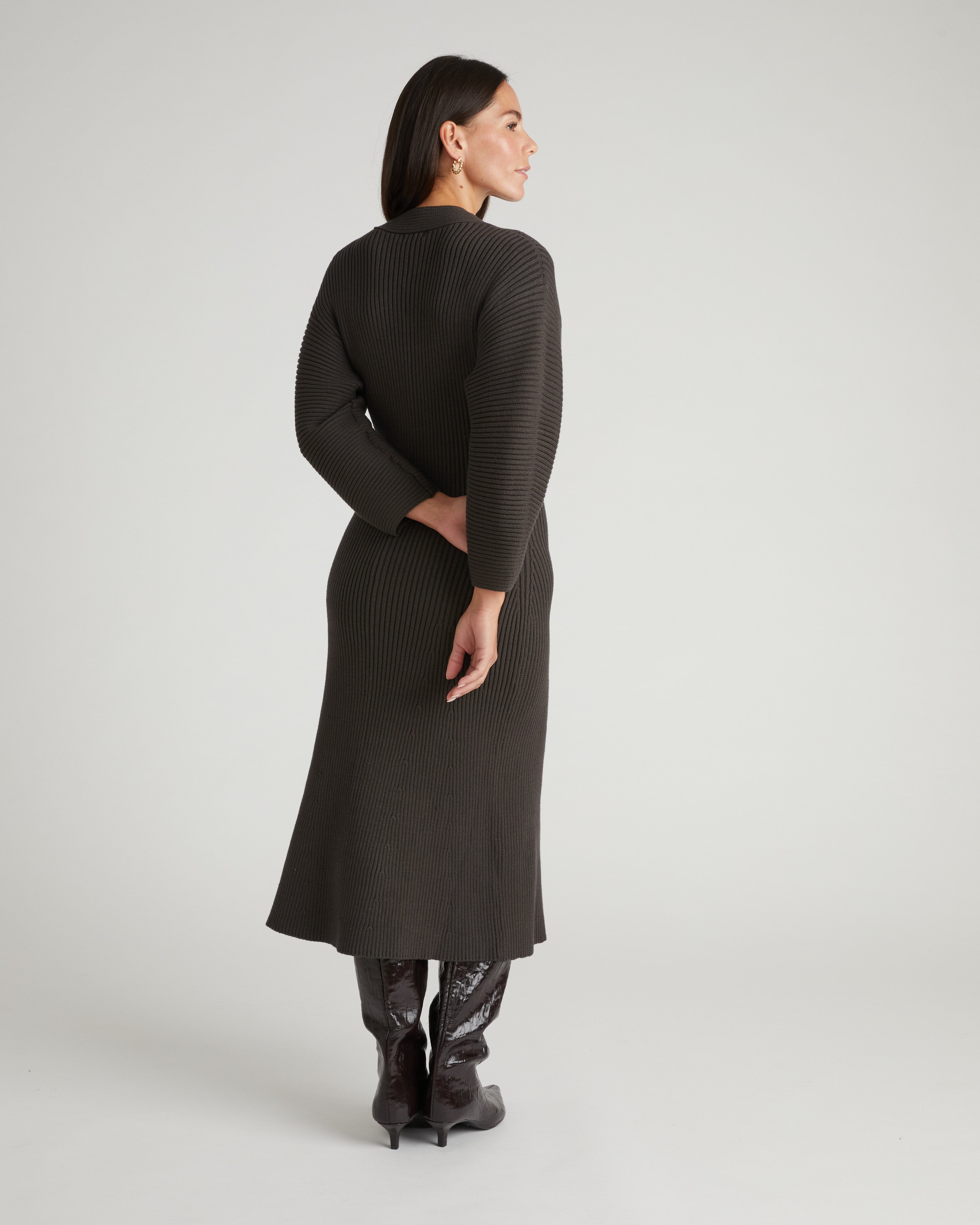 Better-Than-Wool Faux Wrap Dress - Graphite