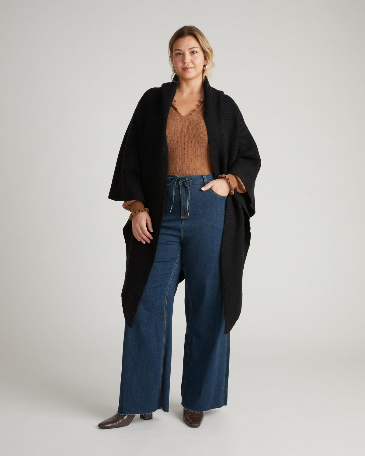 Better-Than-Wool Knitted Wrap - Black