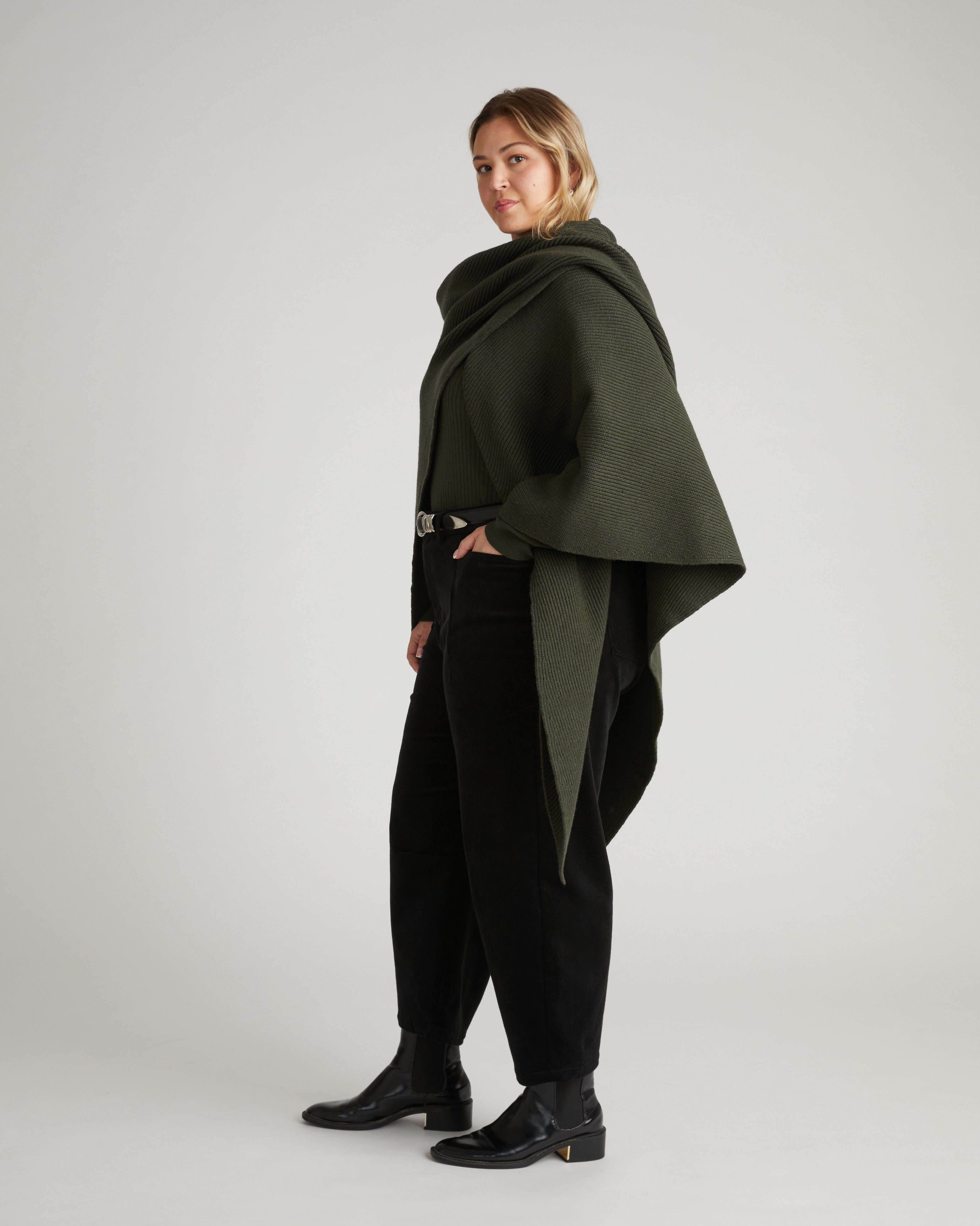 Better-Than-Wool Knitted Wrap - Deep Hiking Green