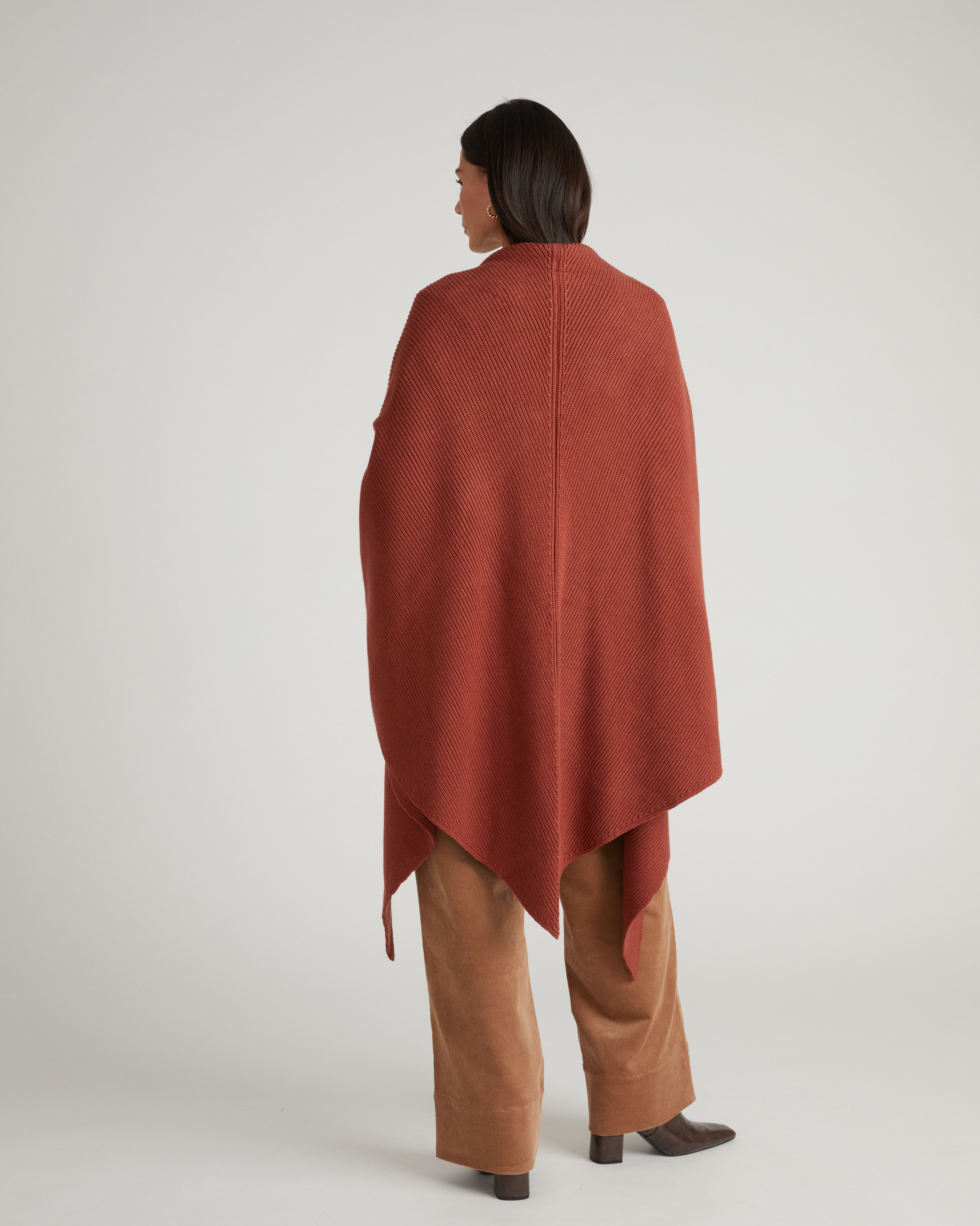 Better-Than-Wool Knitted Wrap - Cognac
