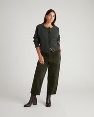 Beverly Brushed Wool Blend Cardigan - Heather Hiking Green