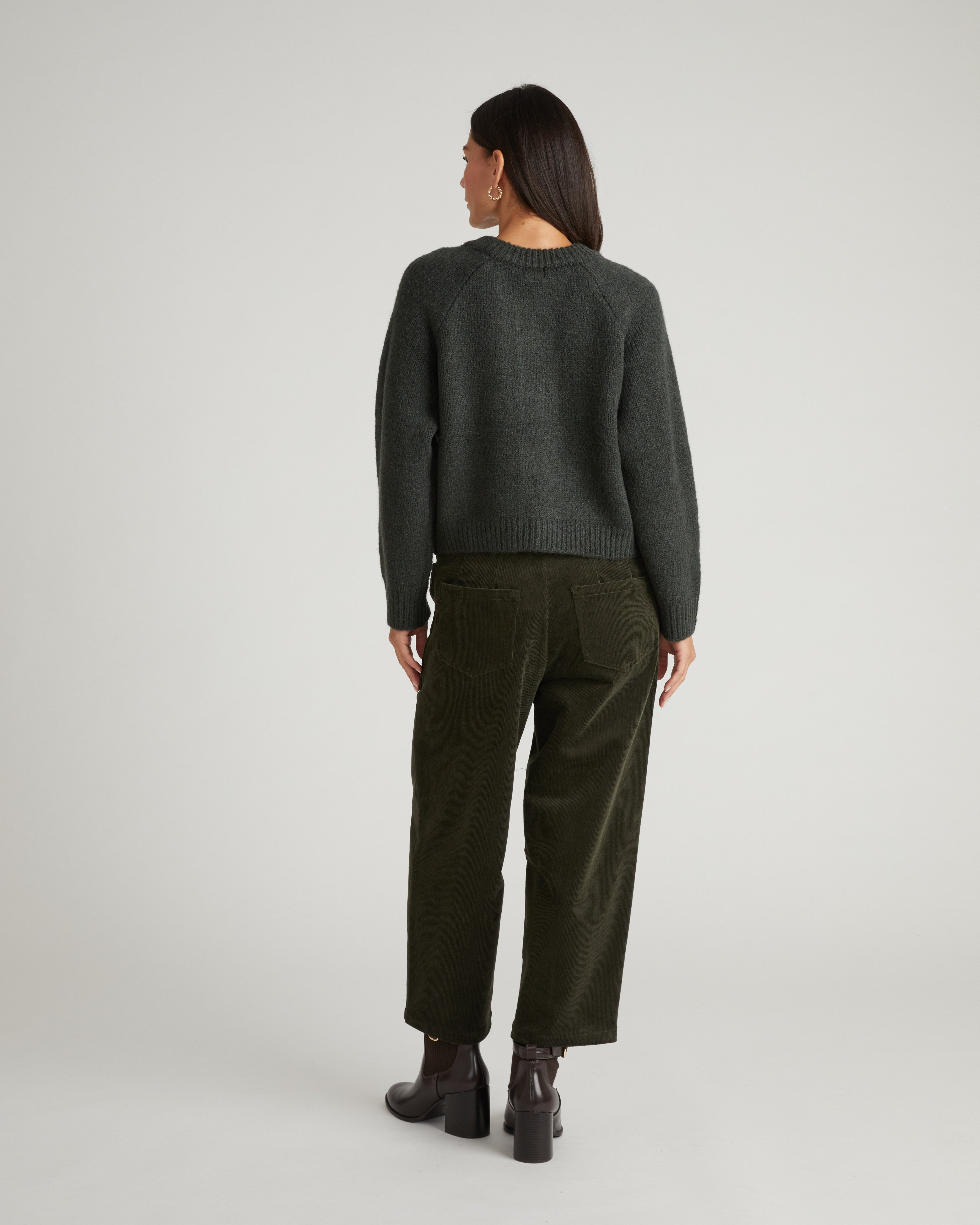 Beverly Brushed Wool Blend Cardigan - Heather Hiking Green