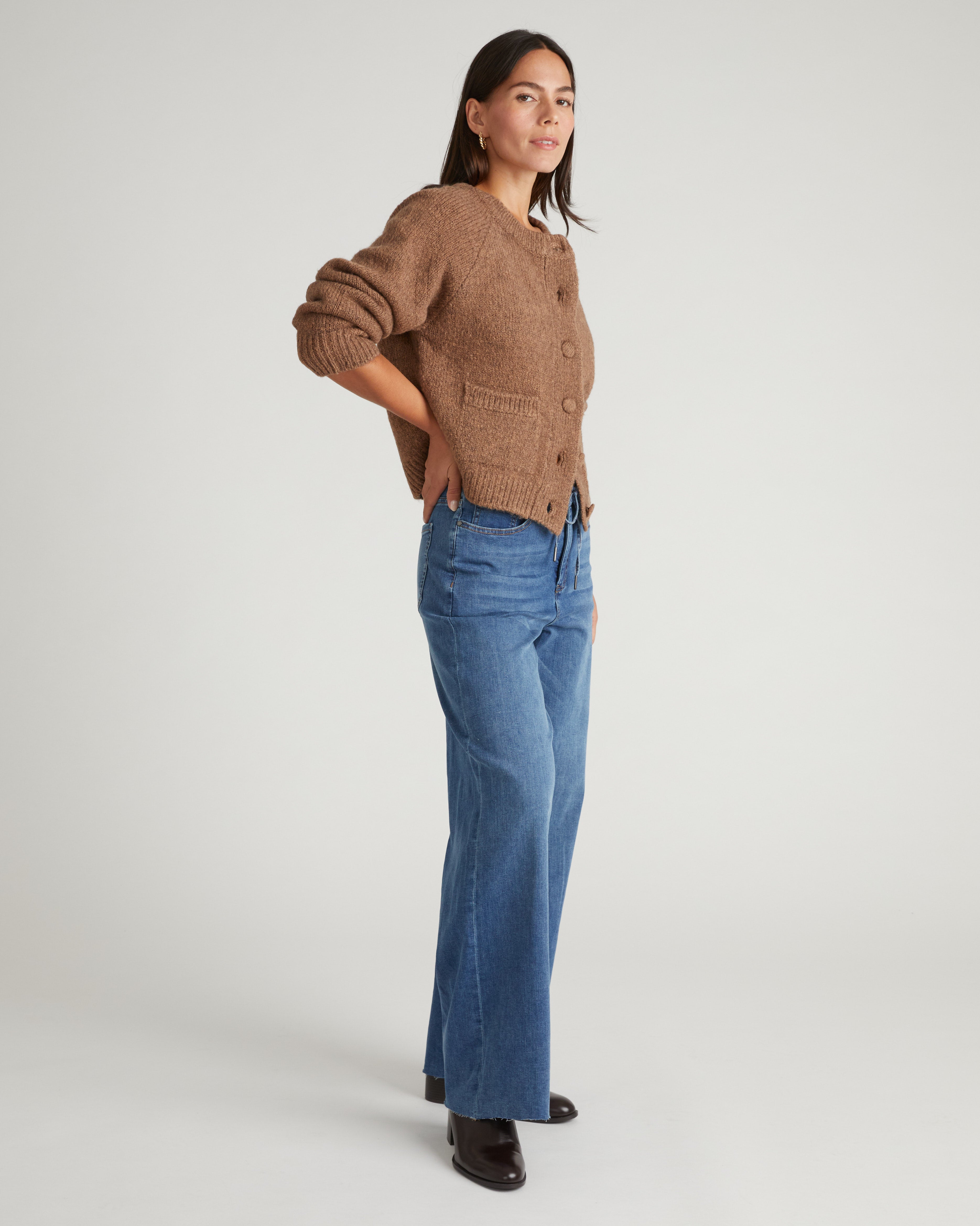 Beverly Brushed Wool Blend Cardigan - Classic Camel