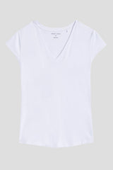 Ashley V Neck Cap Sleeve Tee - White