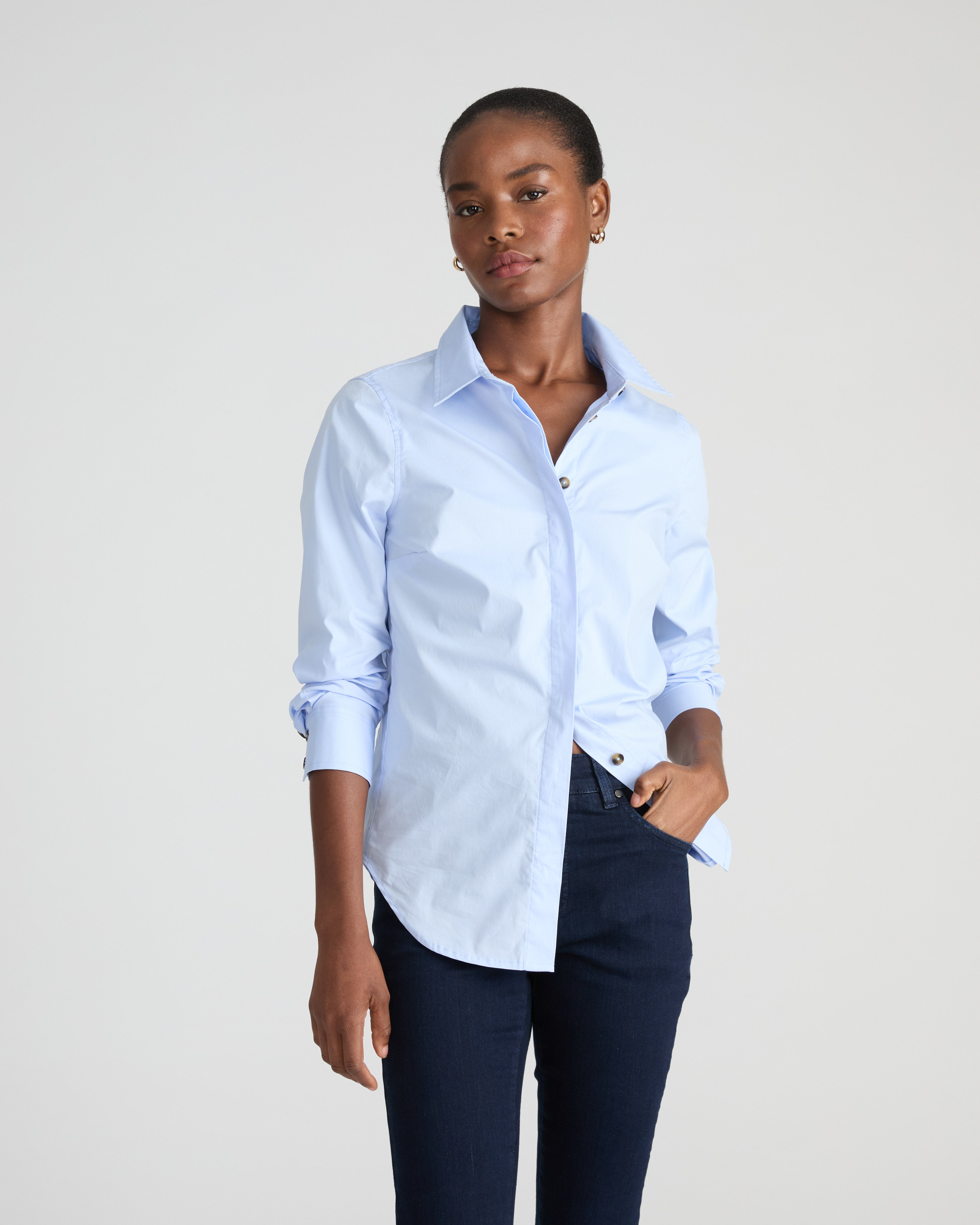 Elbe Stretch Poplin Shirt Classic Fit - Serene Blue