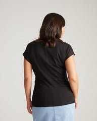 Crescent Breton Stripe Knot Tee - Solid Black