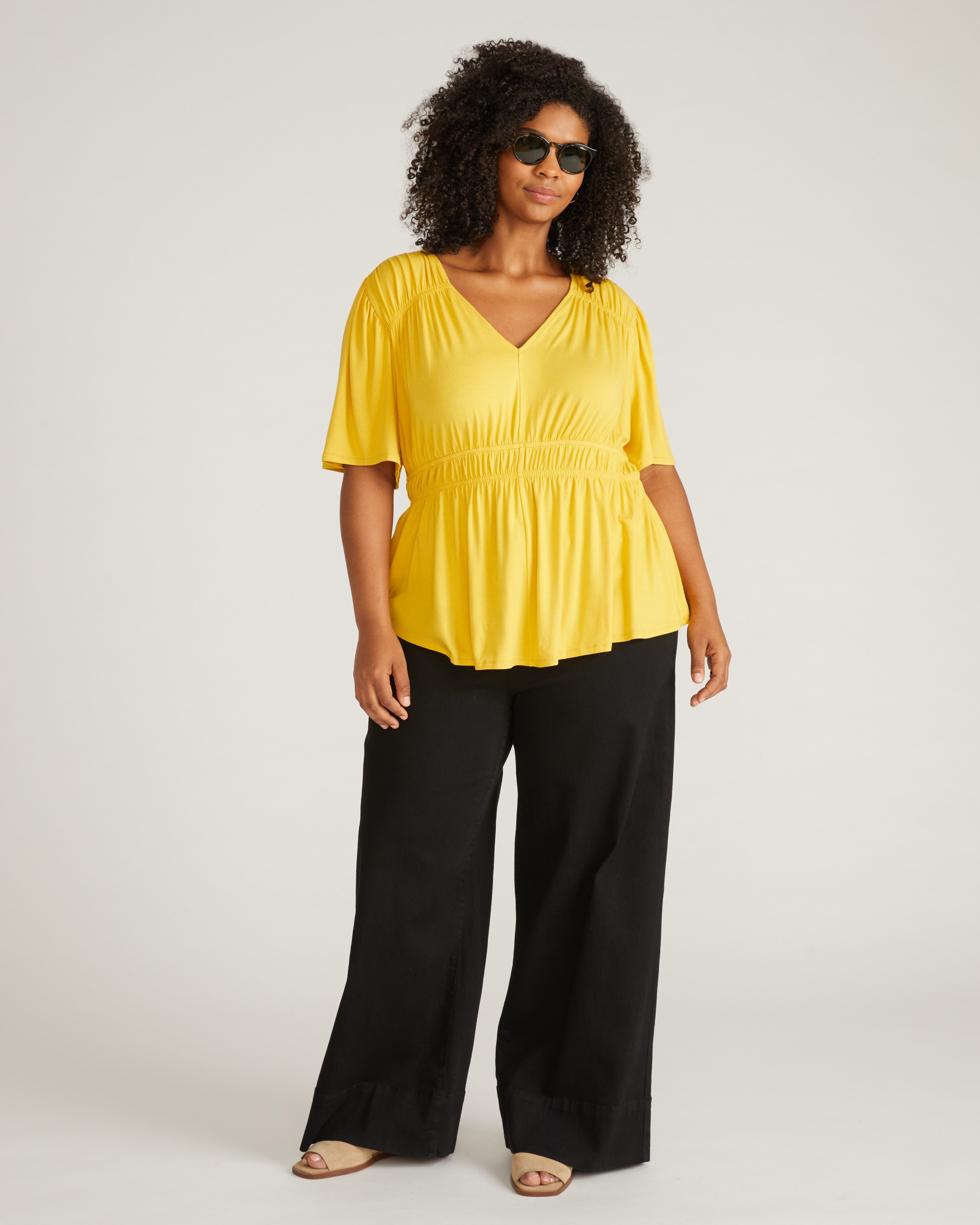 Flora Liquid Jersey Top - Golden Hour