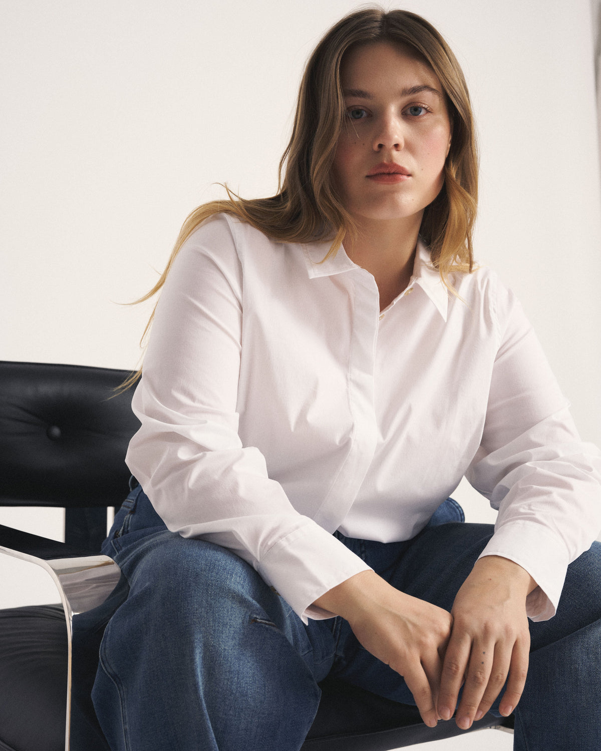 Elbe Stretch Poplin Shirt Classic Fit - White