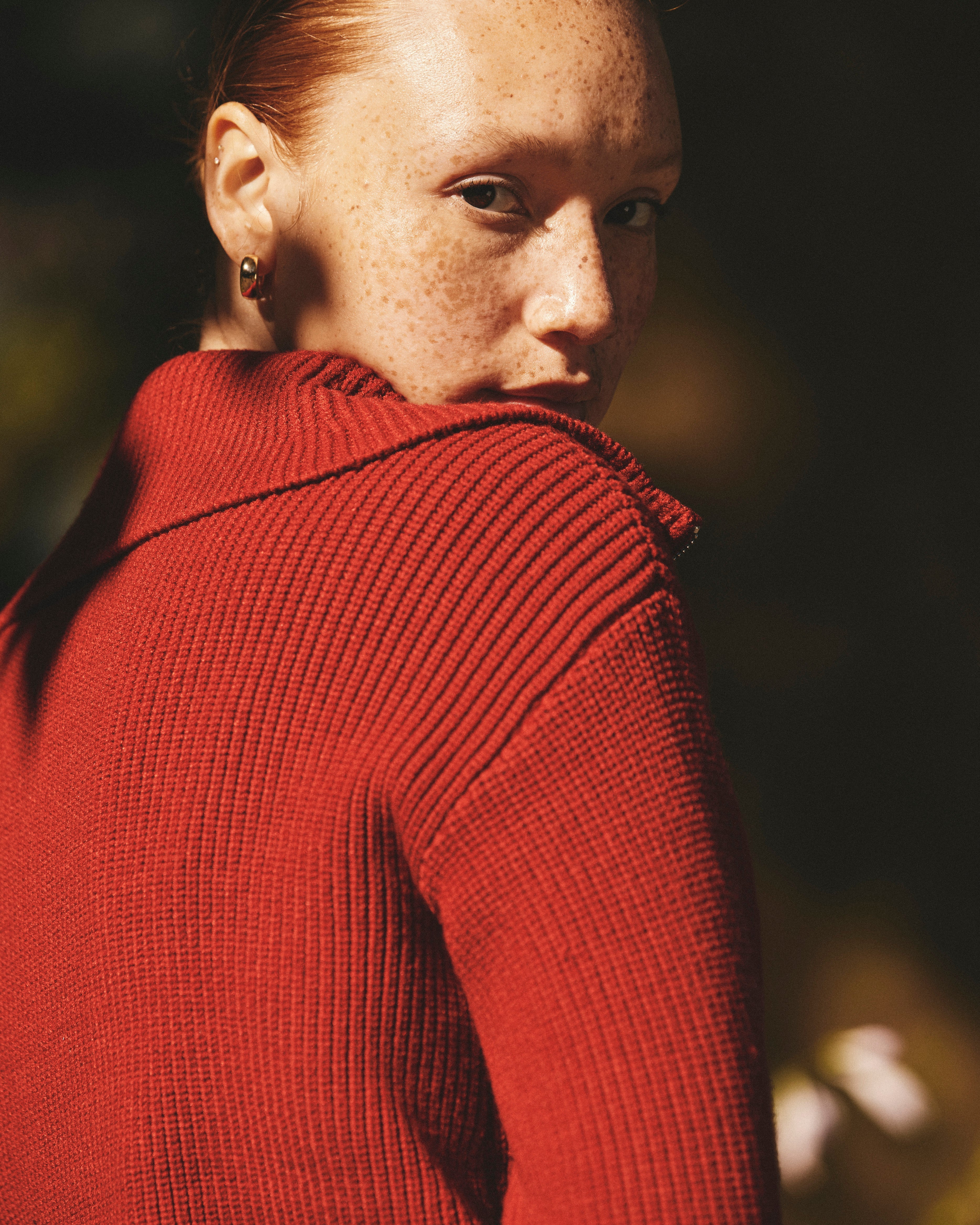 Brenda Zip Sweater - Autumnal Red