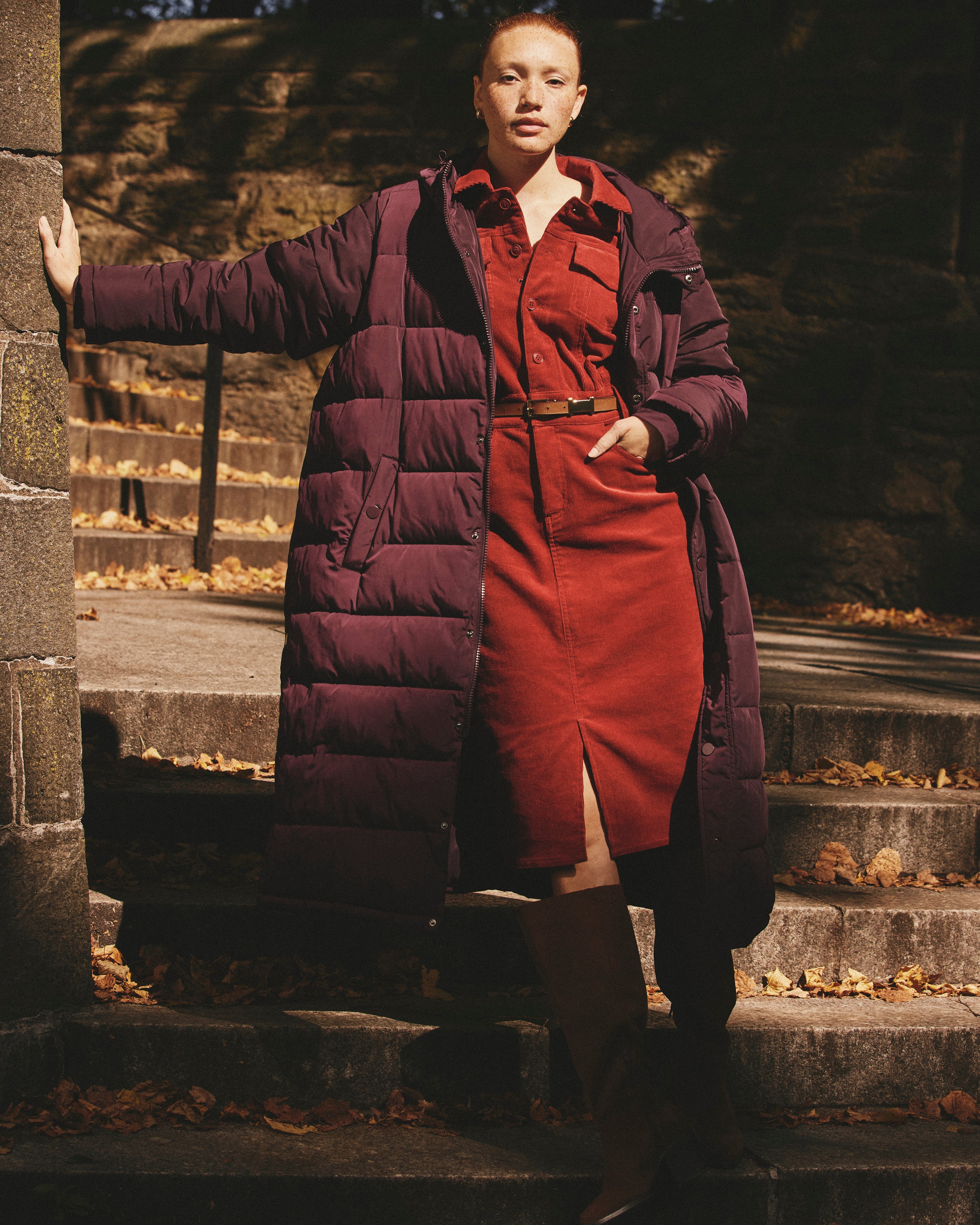 Dakota Corduroy Dress - Autumnal Red