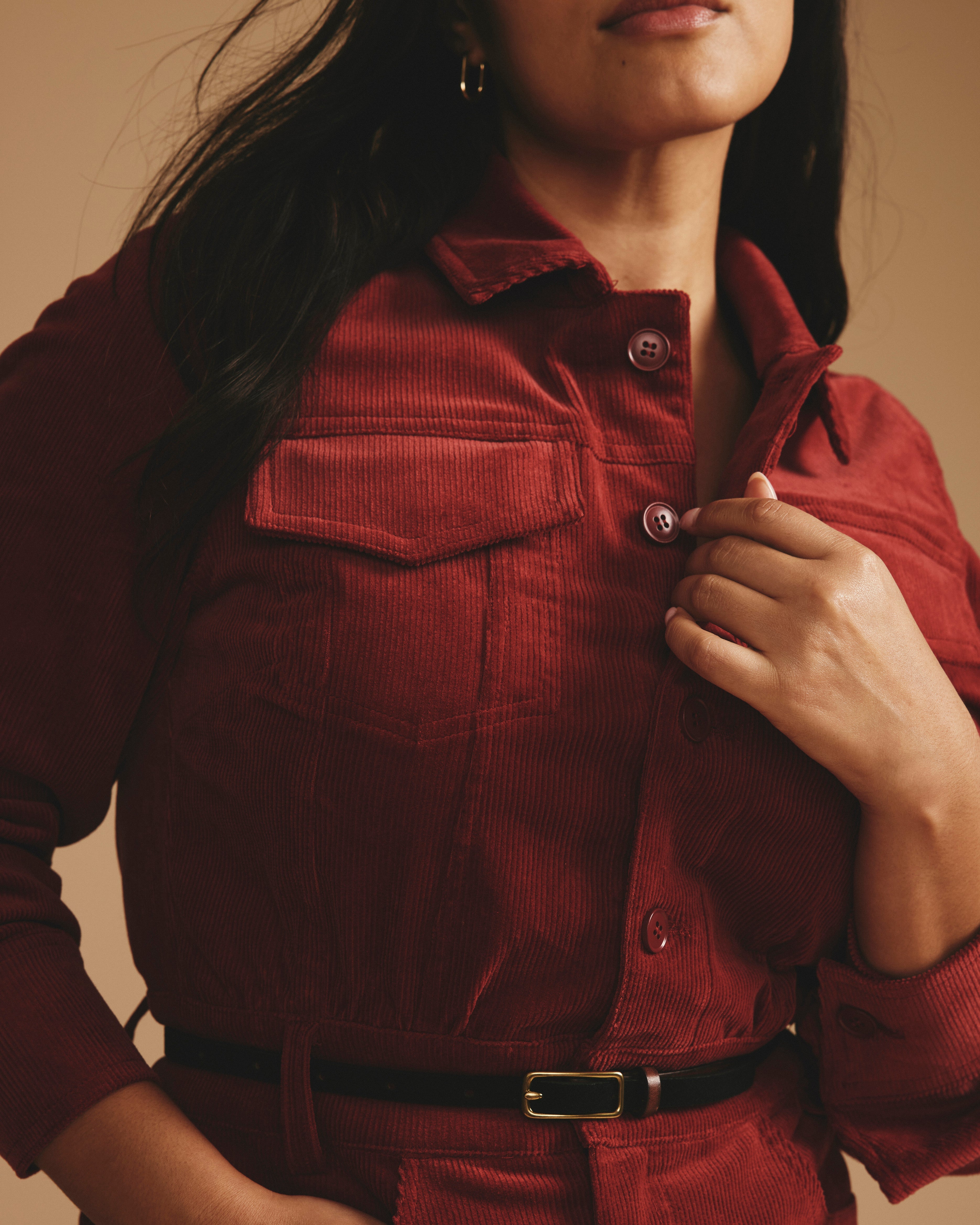 Dakota Corduroy Dress - Autumnal Red
