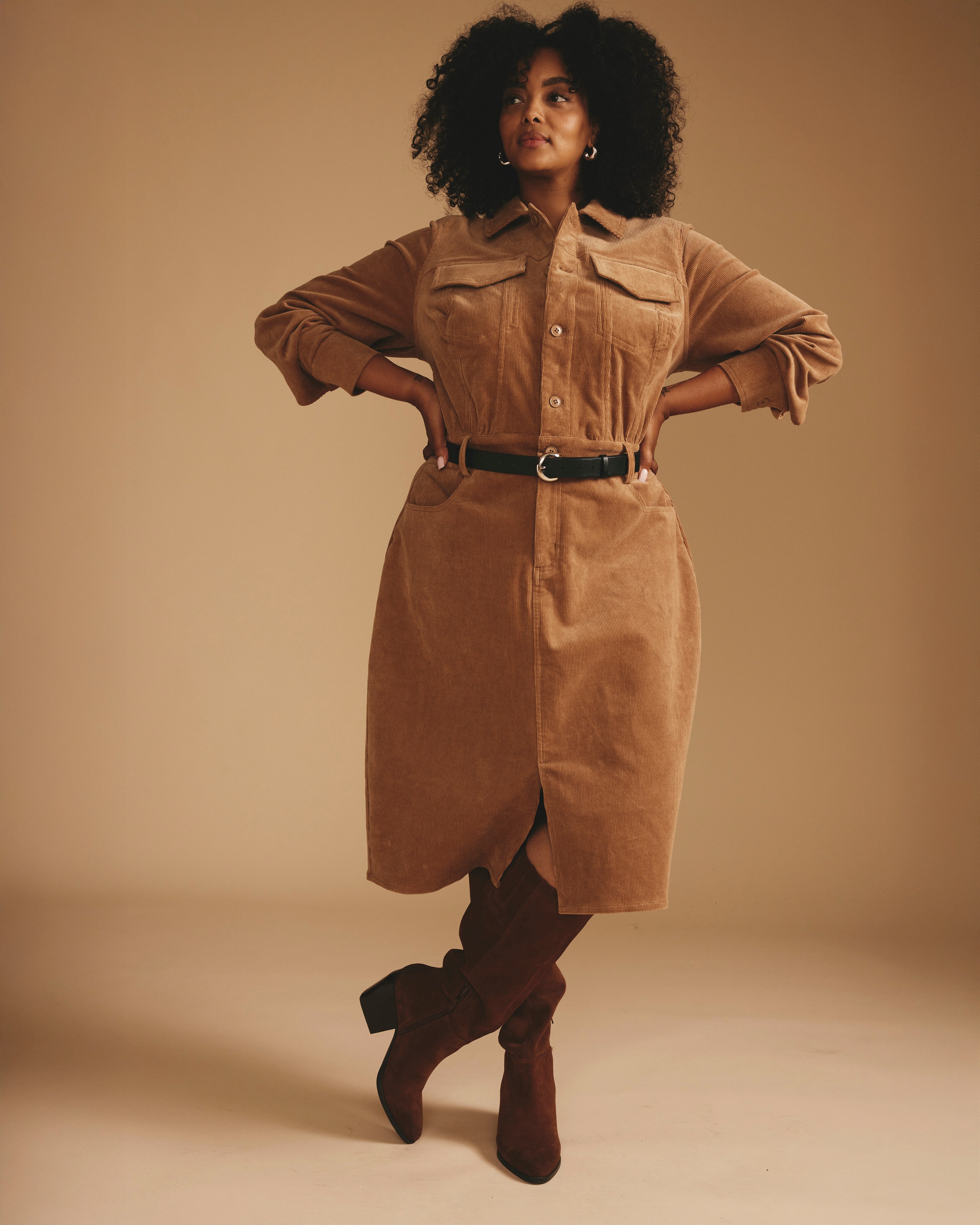 Dakota Corduroy Dress - Classic Camel