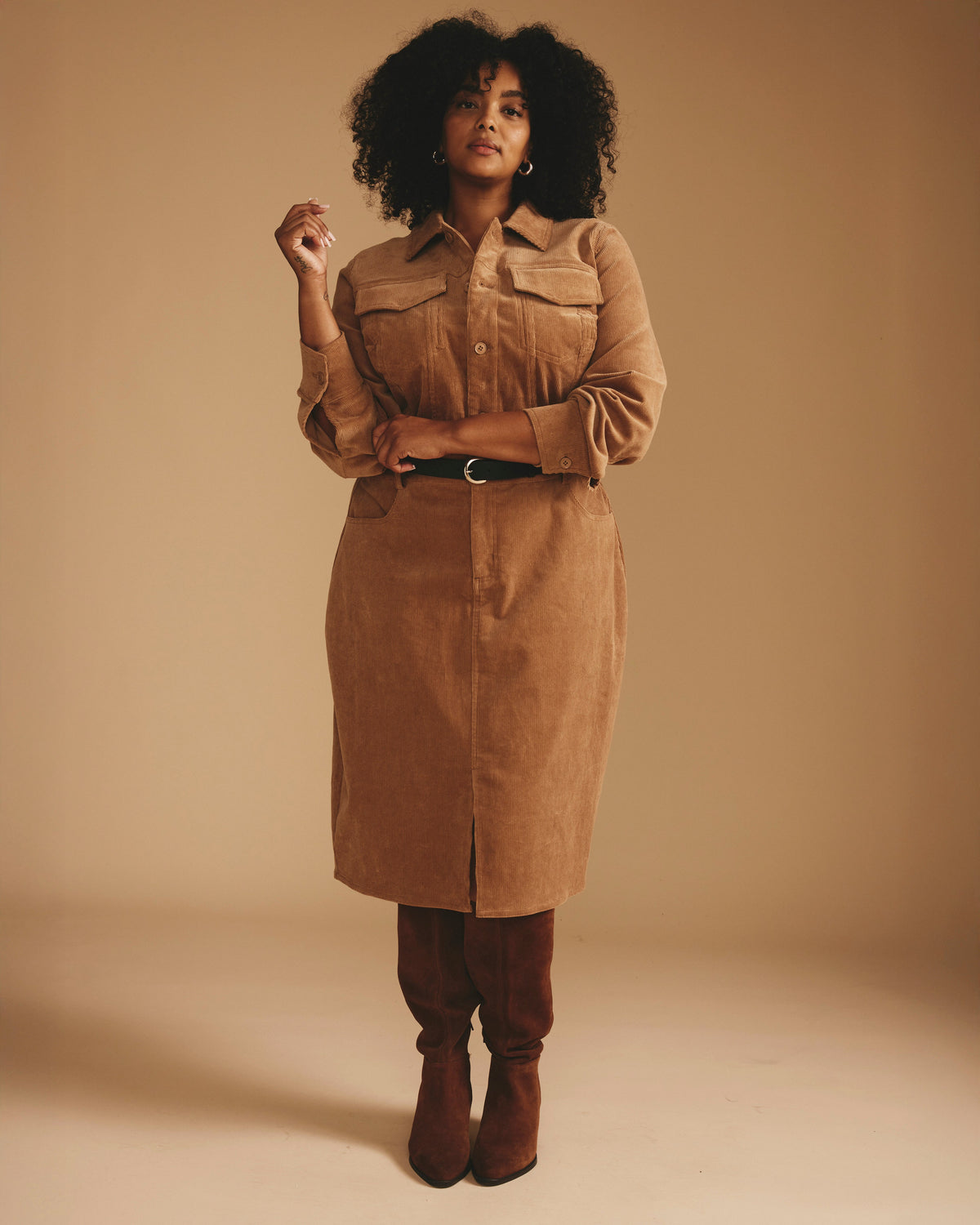 Dakota Corduroy Dress - Classic Camel