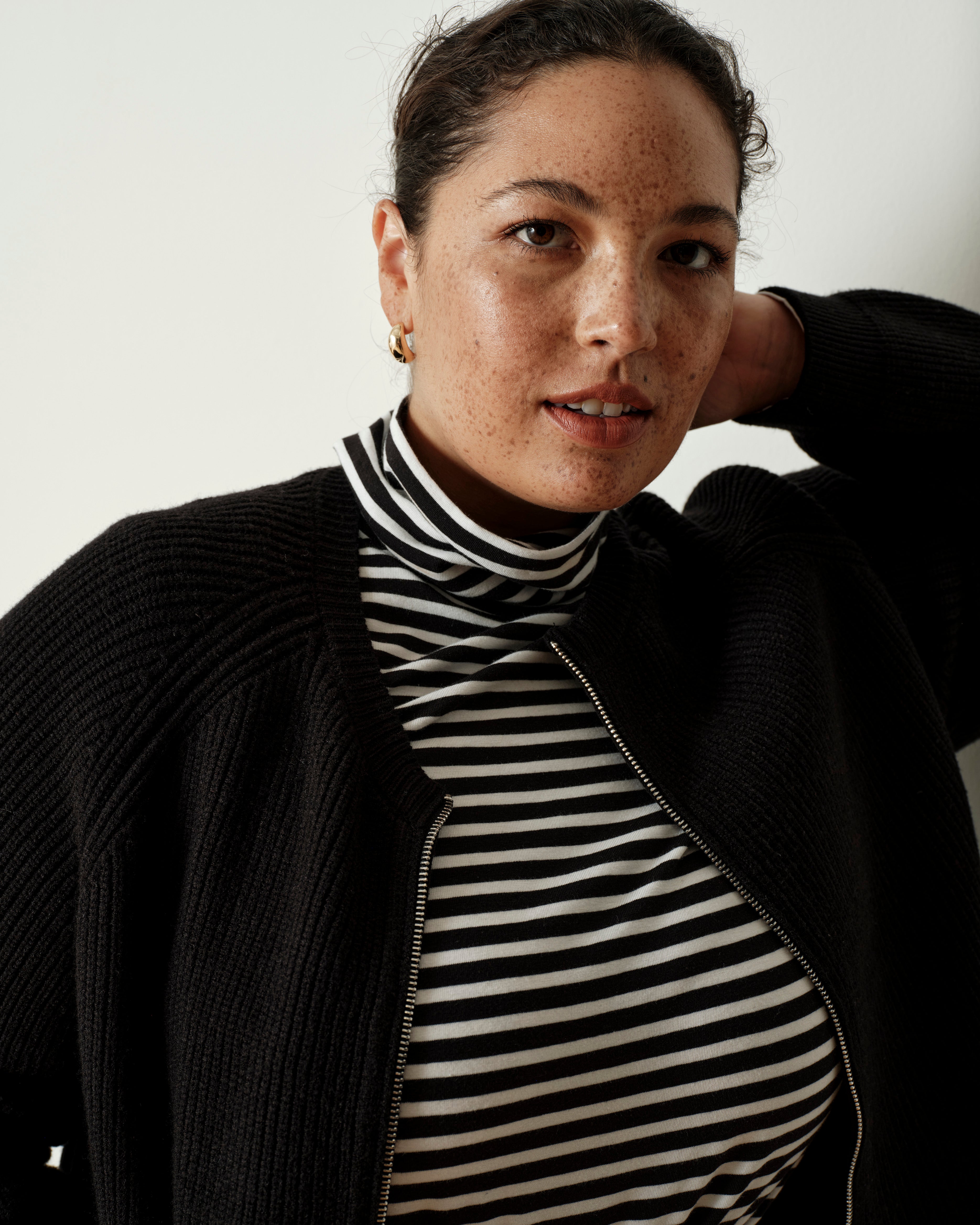 Close Fit Turtleneck - Black/White Stripe