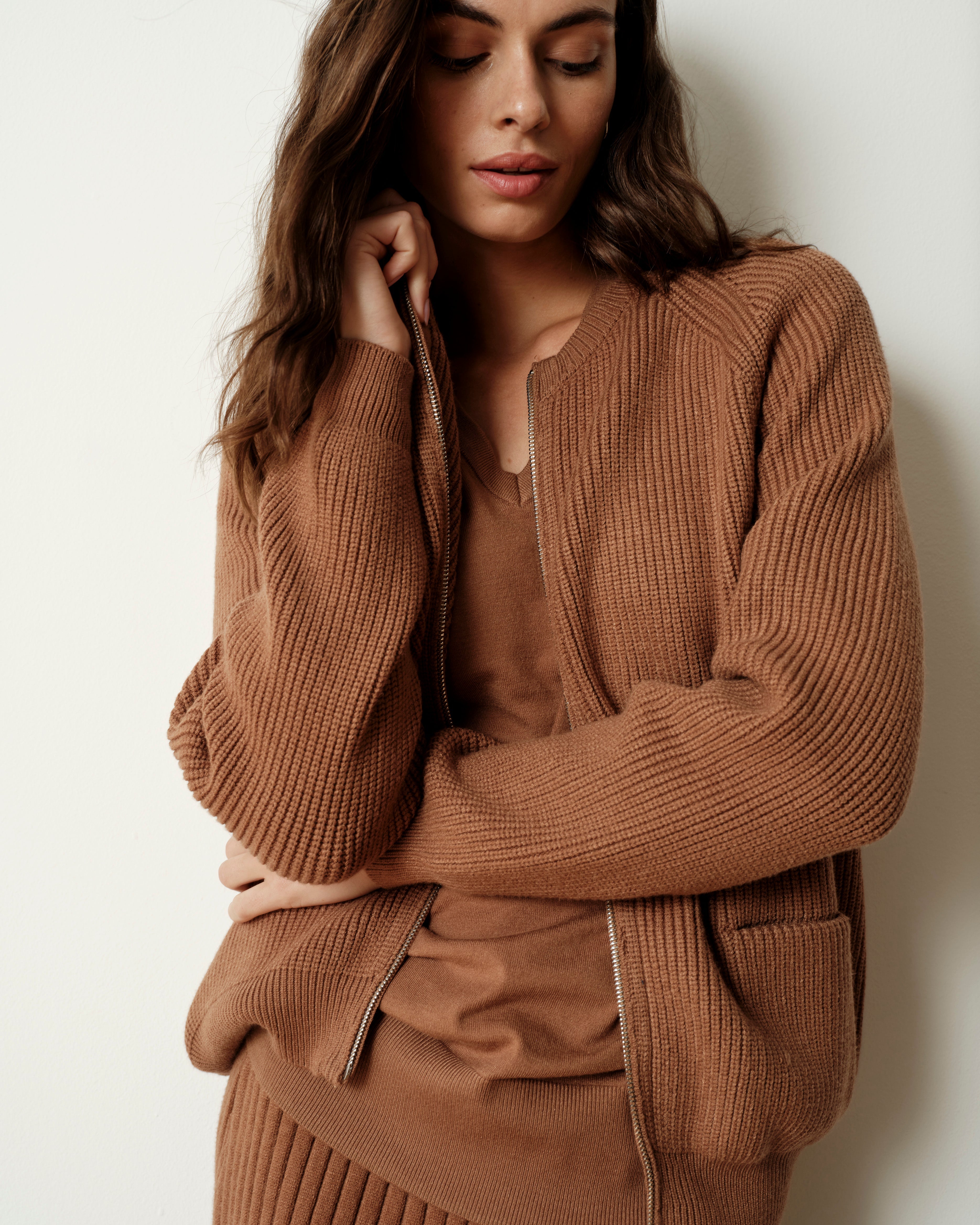 Better-Than-Wool Zip Cardigan - Classic Camel