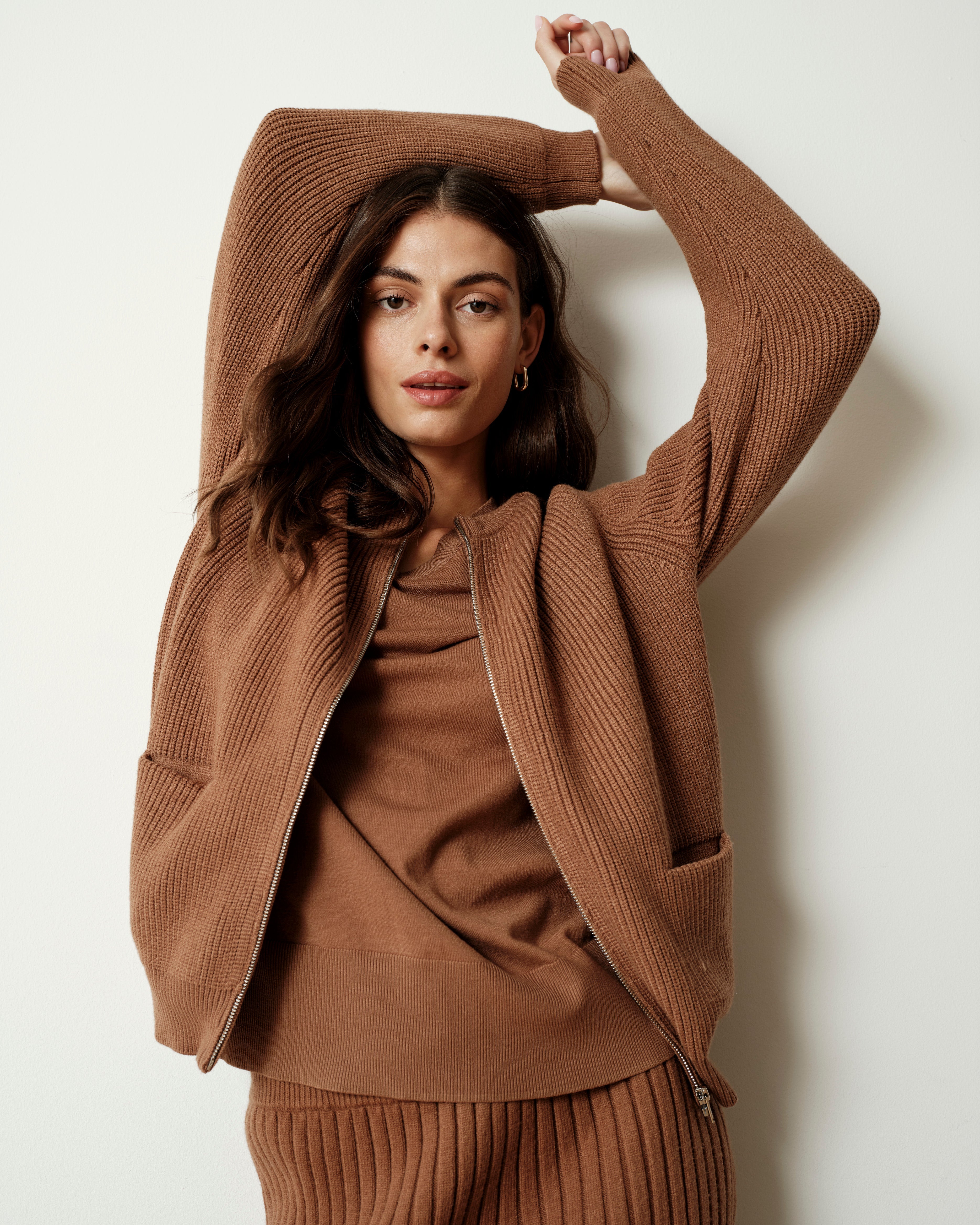 Better-Than-Wool Zip Cardigan - Classic Camel