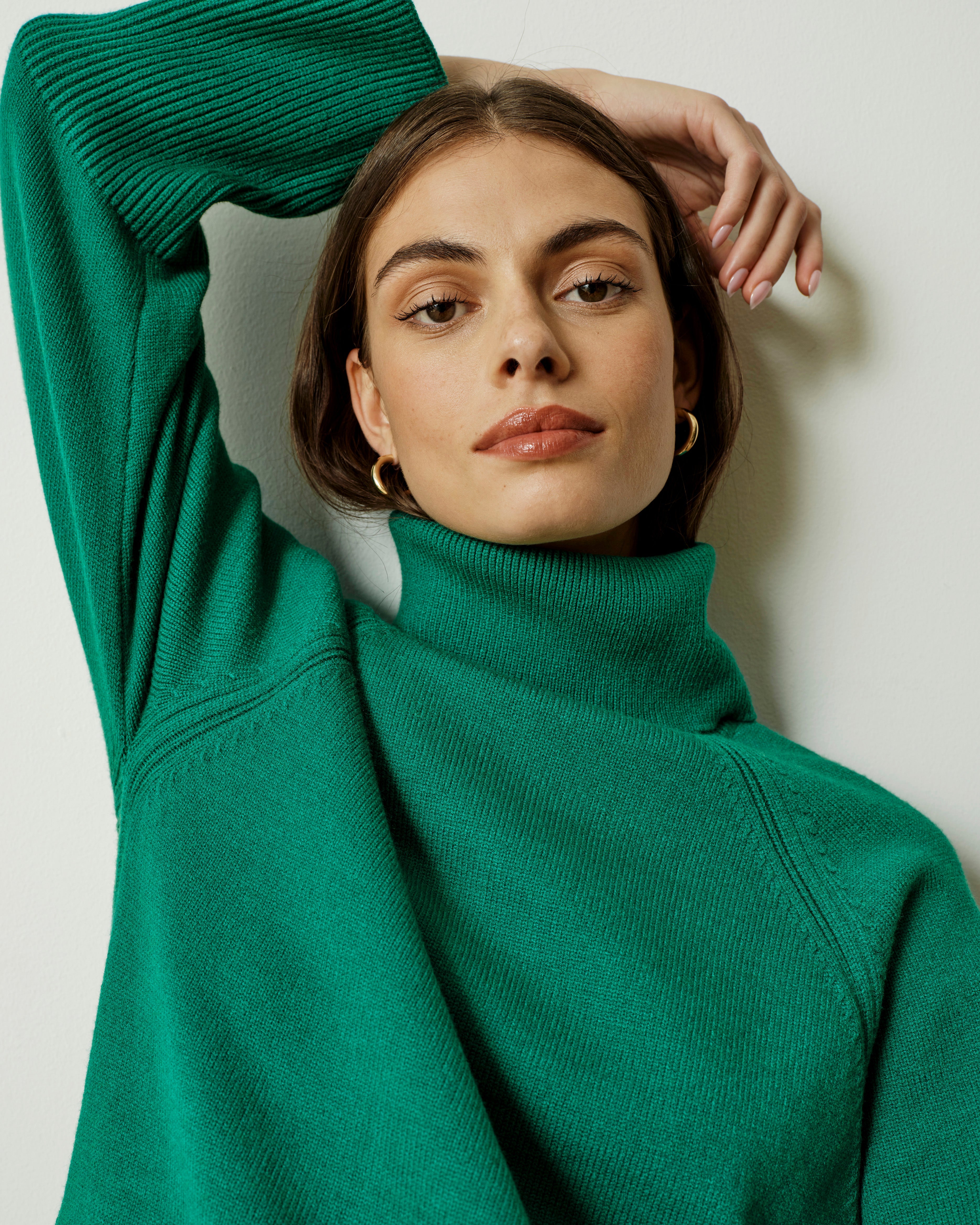 Better-Than-Wool Oversize Turtleneck Sweater - Green Tourmaline